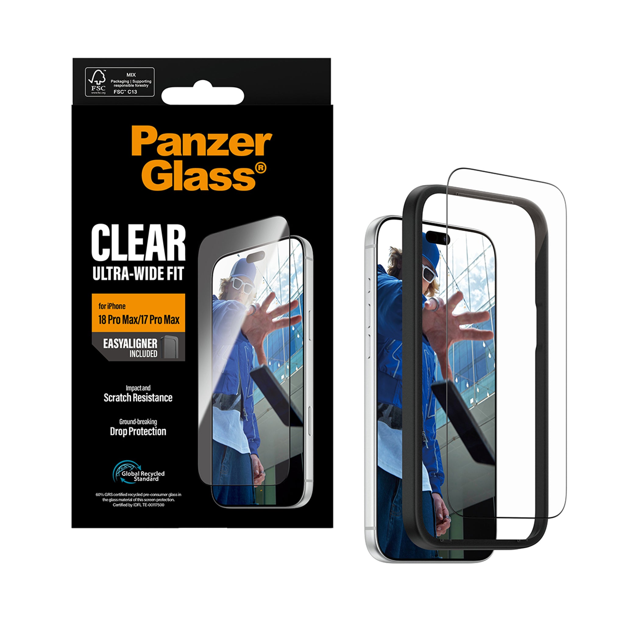 PanzerGlass® Skærmbeskyttelse iPhone 18 Pro Max | 17 Pro Max | Ultra-Wide Fit m. EasyAligner
