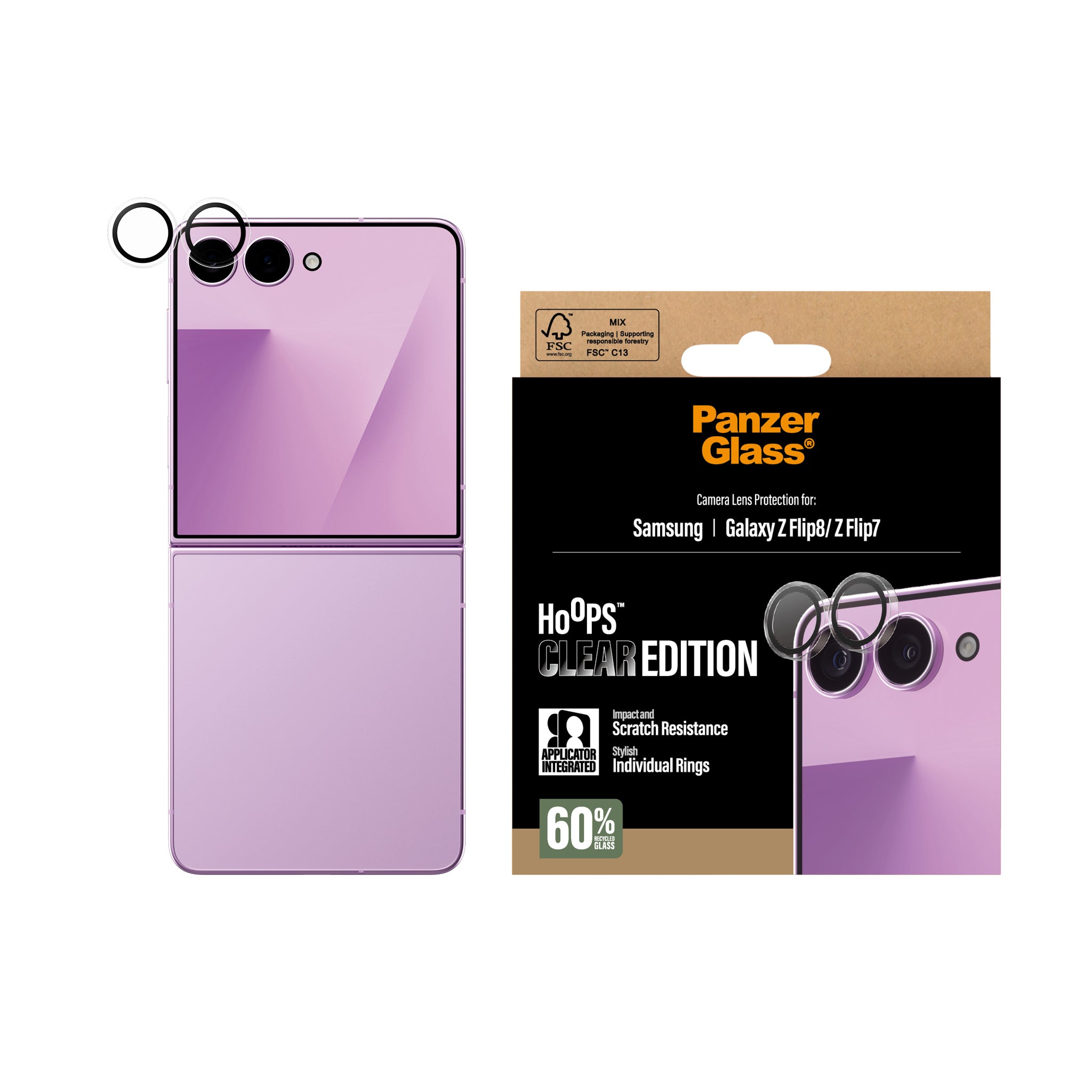 PanzerGlass® Hoops® Kameralinsebeskytter Transparent Samsung Galaxy New Z Flip7 | Flip 7