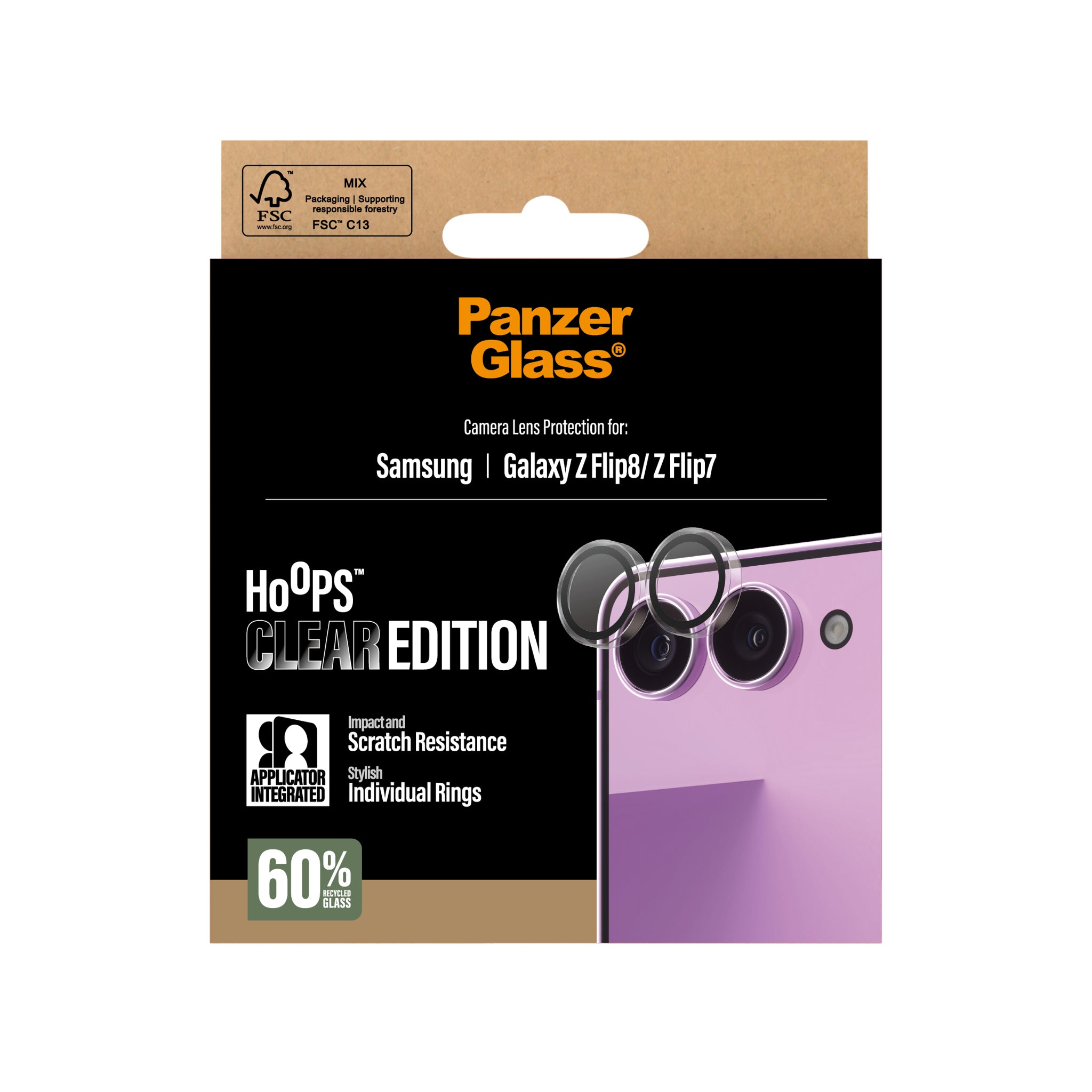 PanzerGlass® Hoops® Kameralinsebeskytter Transparent Samsung Galaxy New Z Flip7 | Flip 7