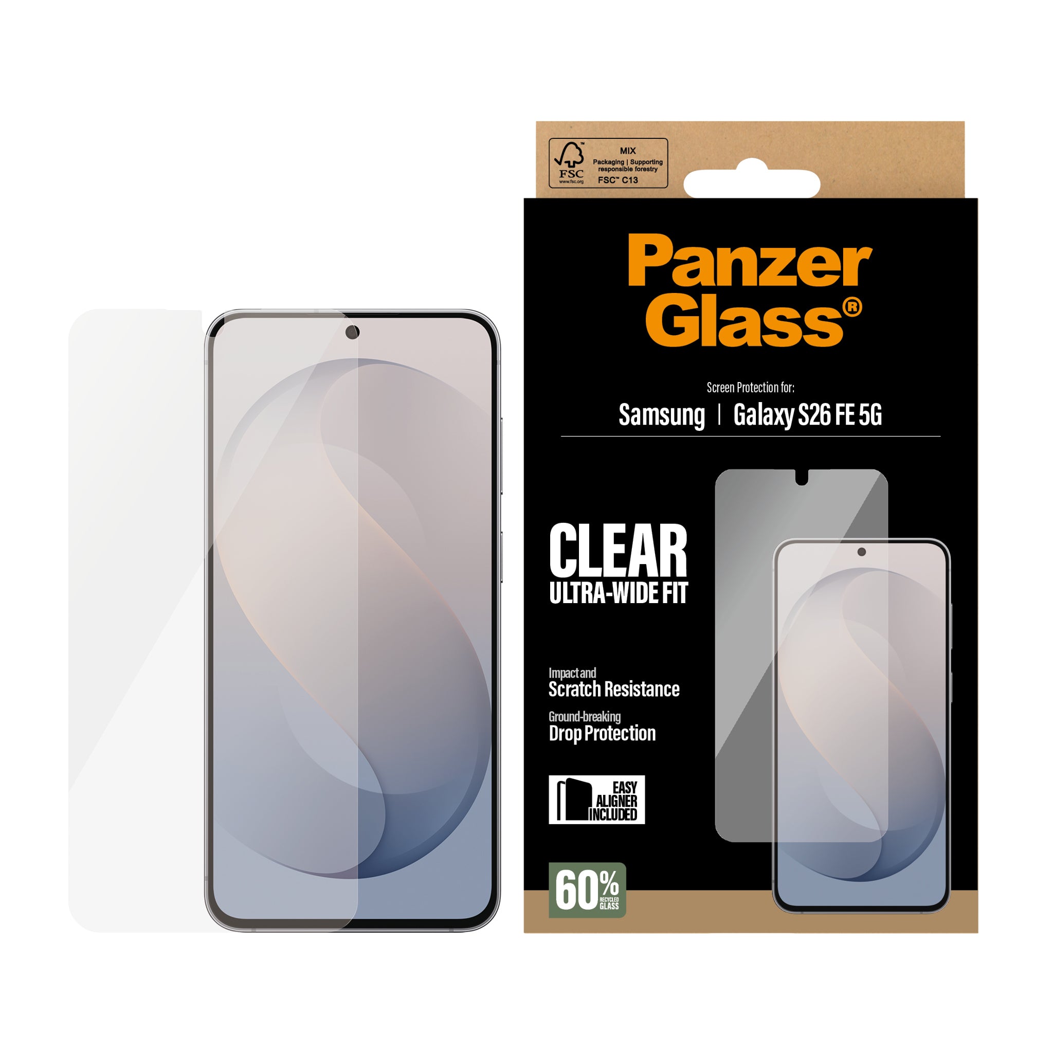 PanzerGlass® Skærmbeskyttelse Samsung Galaxy S26 FE 5G | Ultra-Wide Fit m. EasyAligner