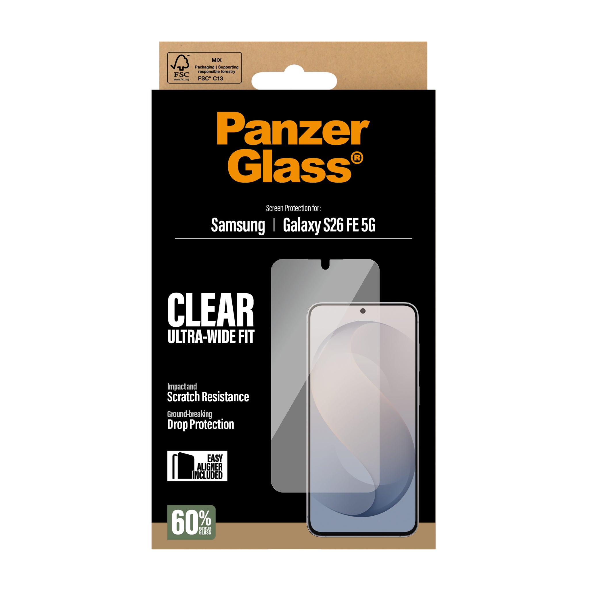 PanzerGlass® Skærmbeskyttelse Samsung Galaxy S26 FE 5G | Ultra-Wide Fit m. EasyAligner