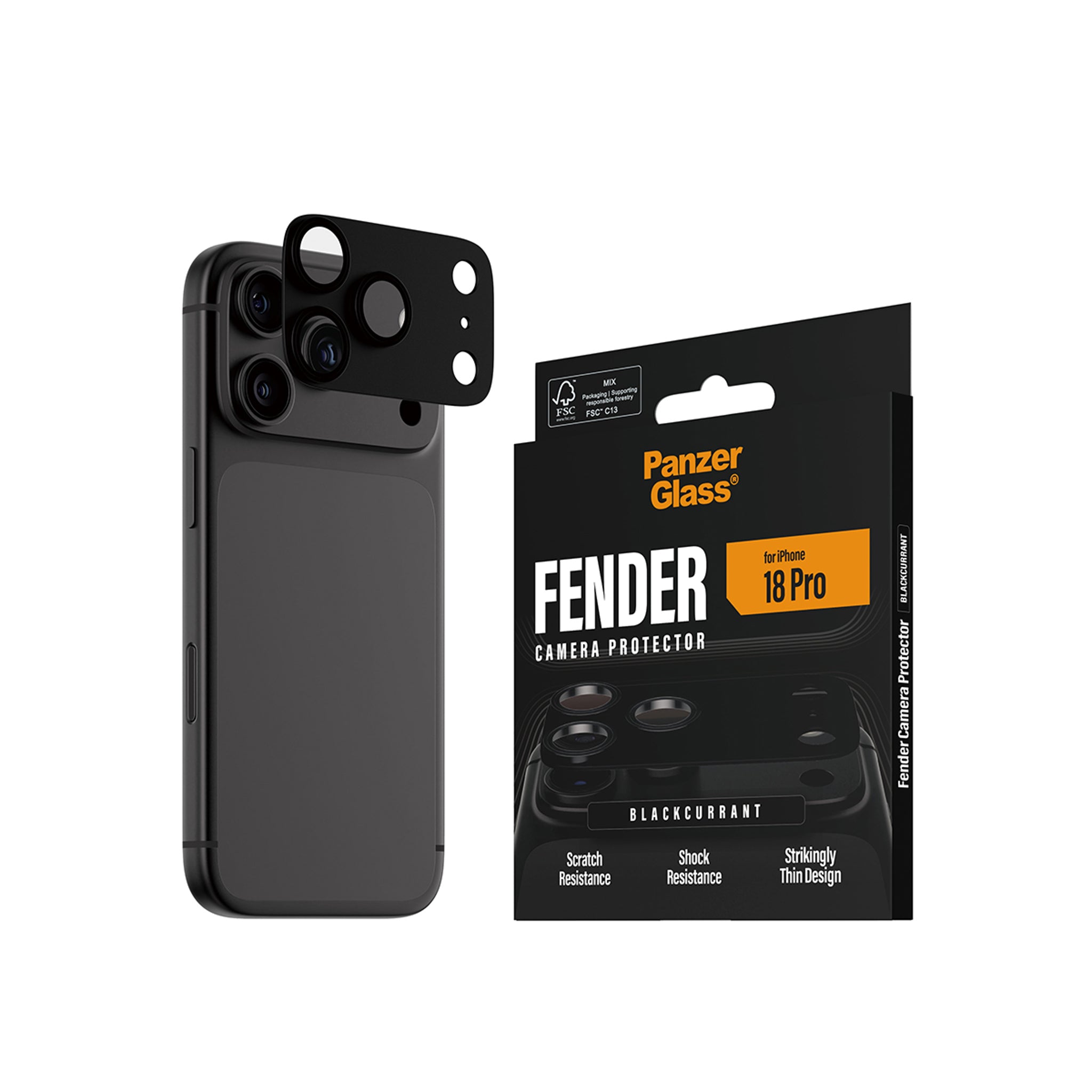 PanzerGlass® Fender Kameralinsebeskytter Blackcurrant iPhone 18 Pro