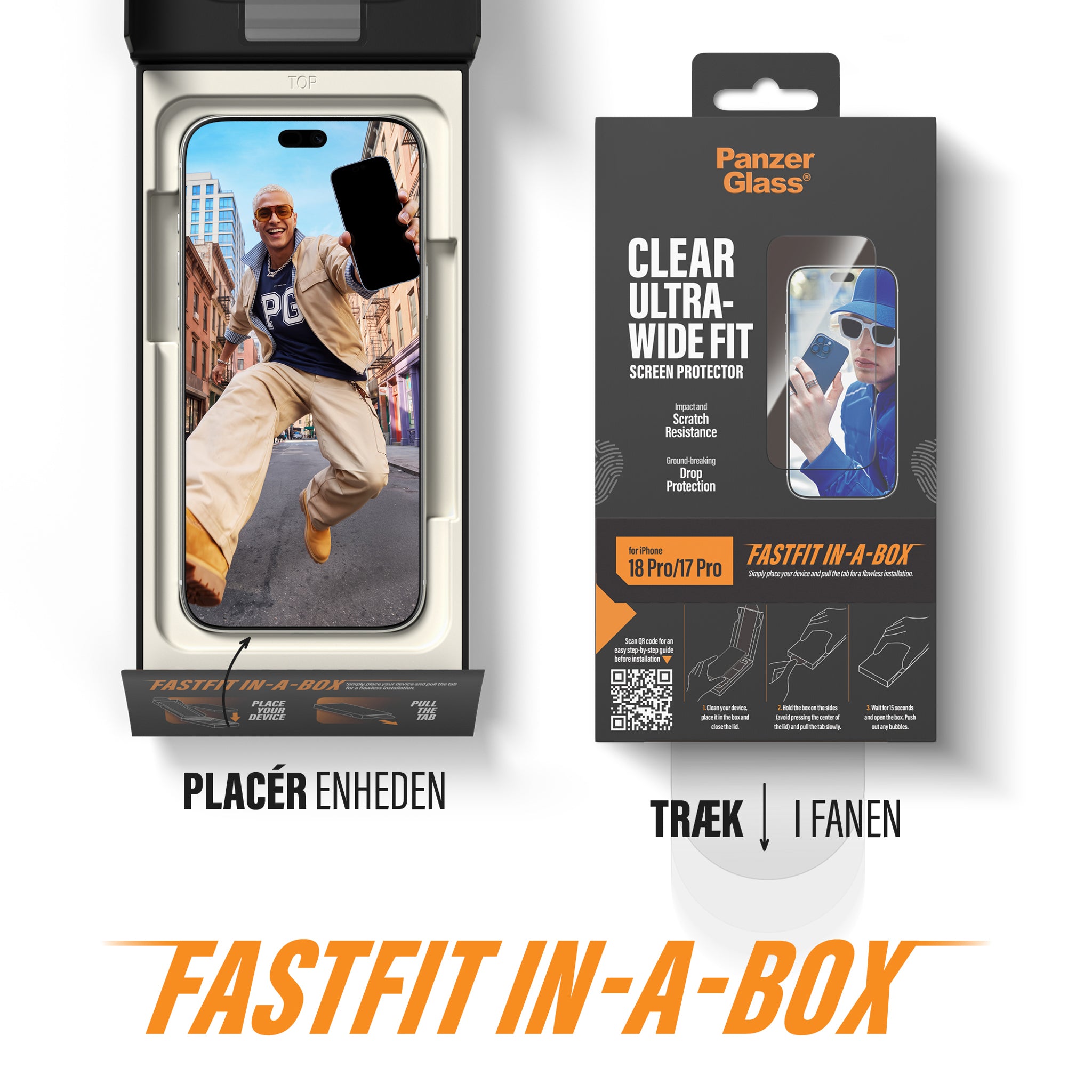 PanzerGlass® Skærmbeskyttelse iPhone 18 Pro | 17 Pro | Ultra-Wide Fit m. FASTFIT IN-A-BOX