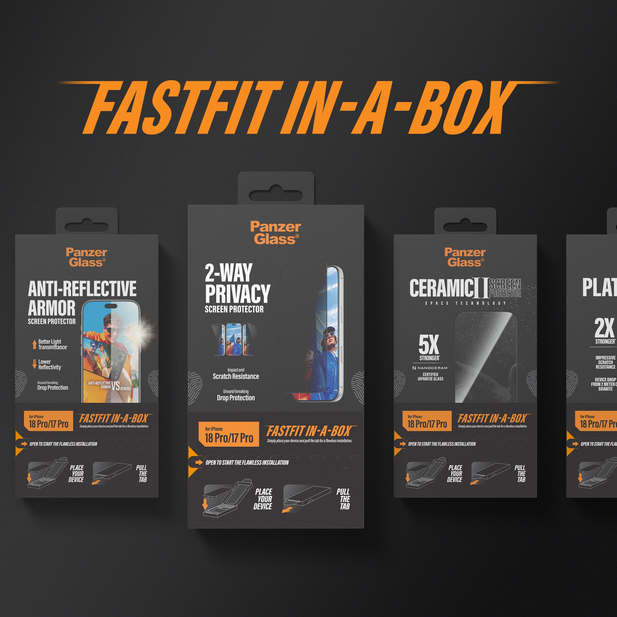 PanzerGlass® Skærmbeskyttelse iPhone 18 Pro | 17 Pro | Ultra-Wide Fit m. FASTFIT IN-A-BOX
