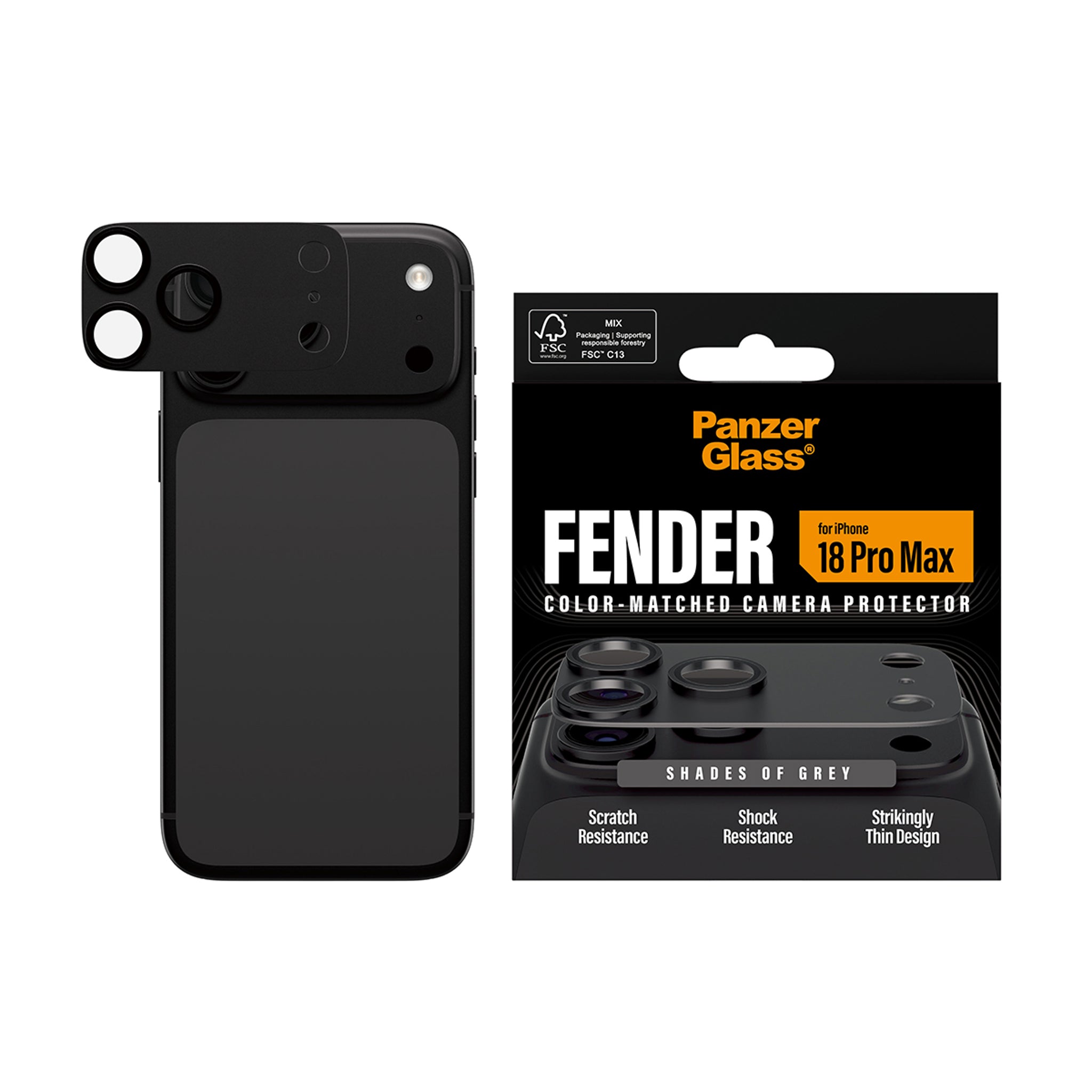 PanzerGlass® Fender Kamerabeskytter Shades of Grey iPhone 18 Pro Max