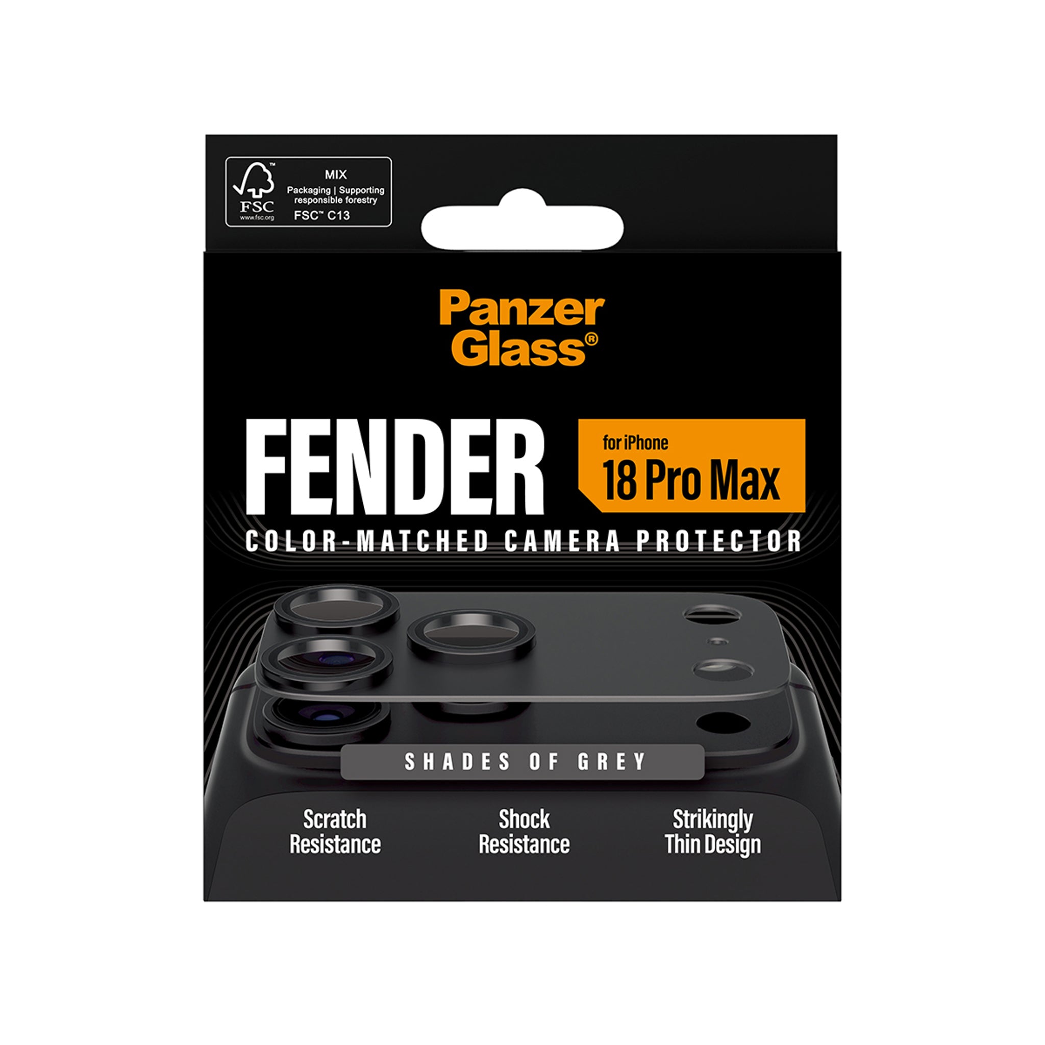PanzerGlass® Fender Kamerabeskytter Shades of Grey iPhone 18 Pro Max