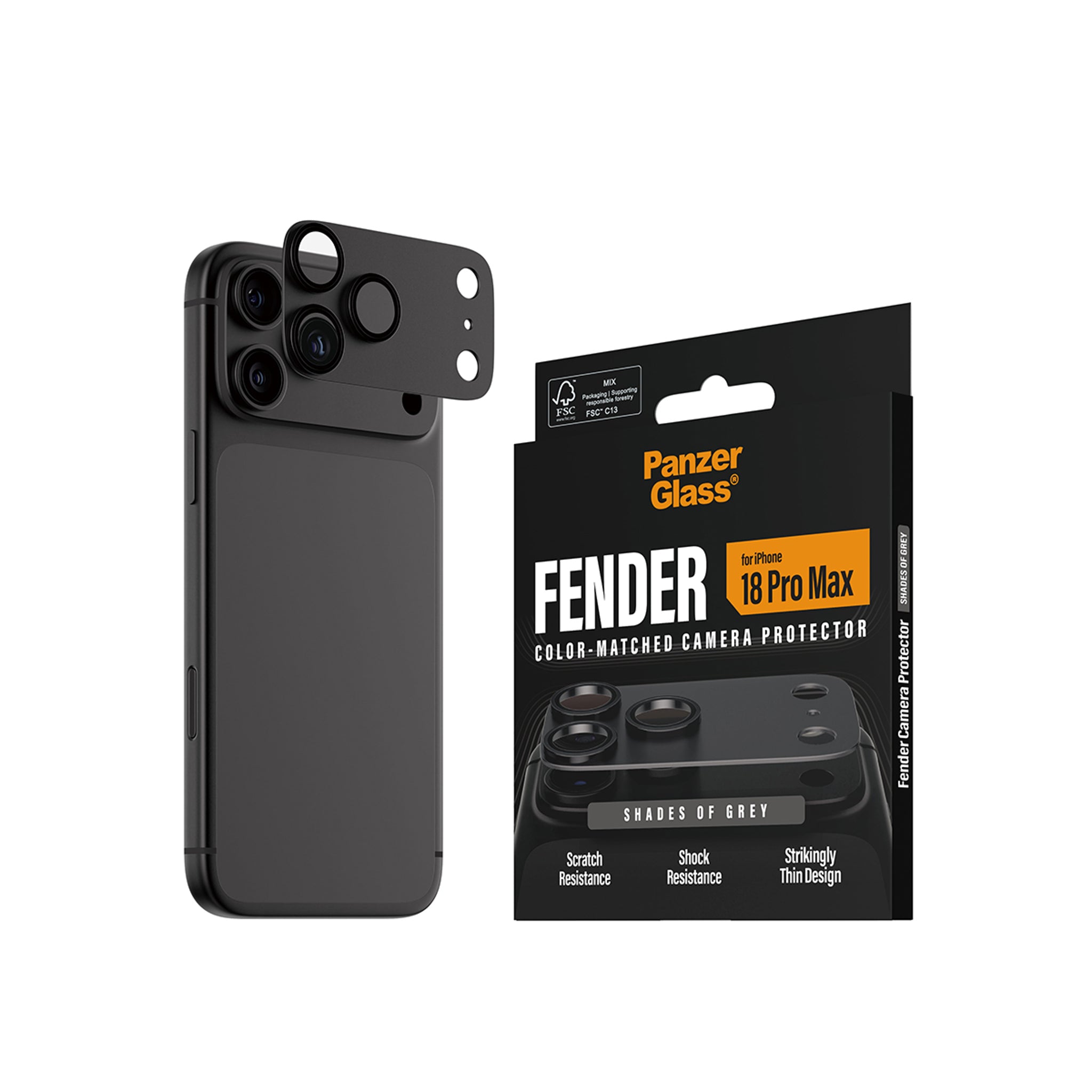 PanzerGlass® Fender Kamerabeskytter Shades of Grey iPhone 18 Pro Max