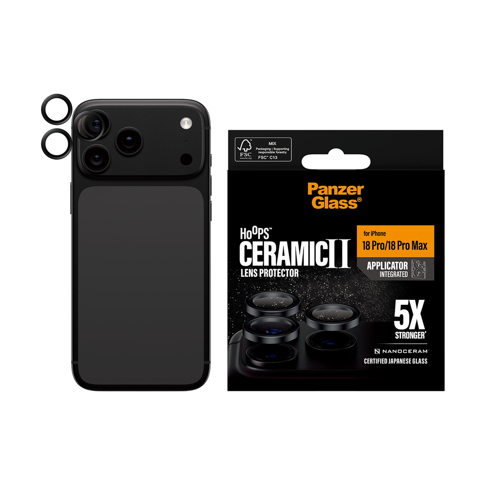 PanzerGlass® Hoops® Ceramic Kameralinsebeskytter iPhone 18 Pro | 18 Pro Max