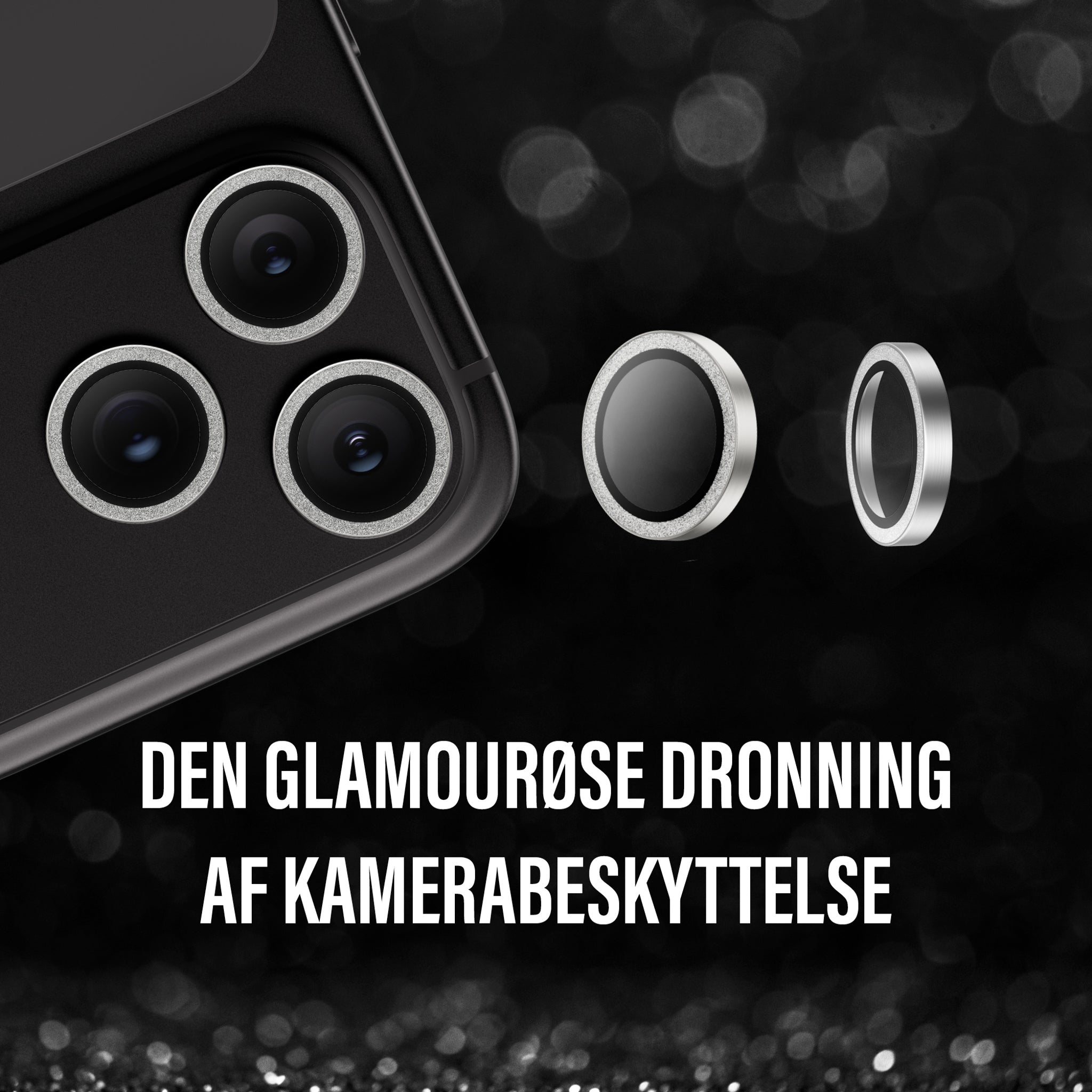 PanzerGlass® Hoops® Kameralinsebeskytter Glitter Sølv iPhone 18 Pro | 18 Pro Max