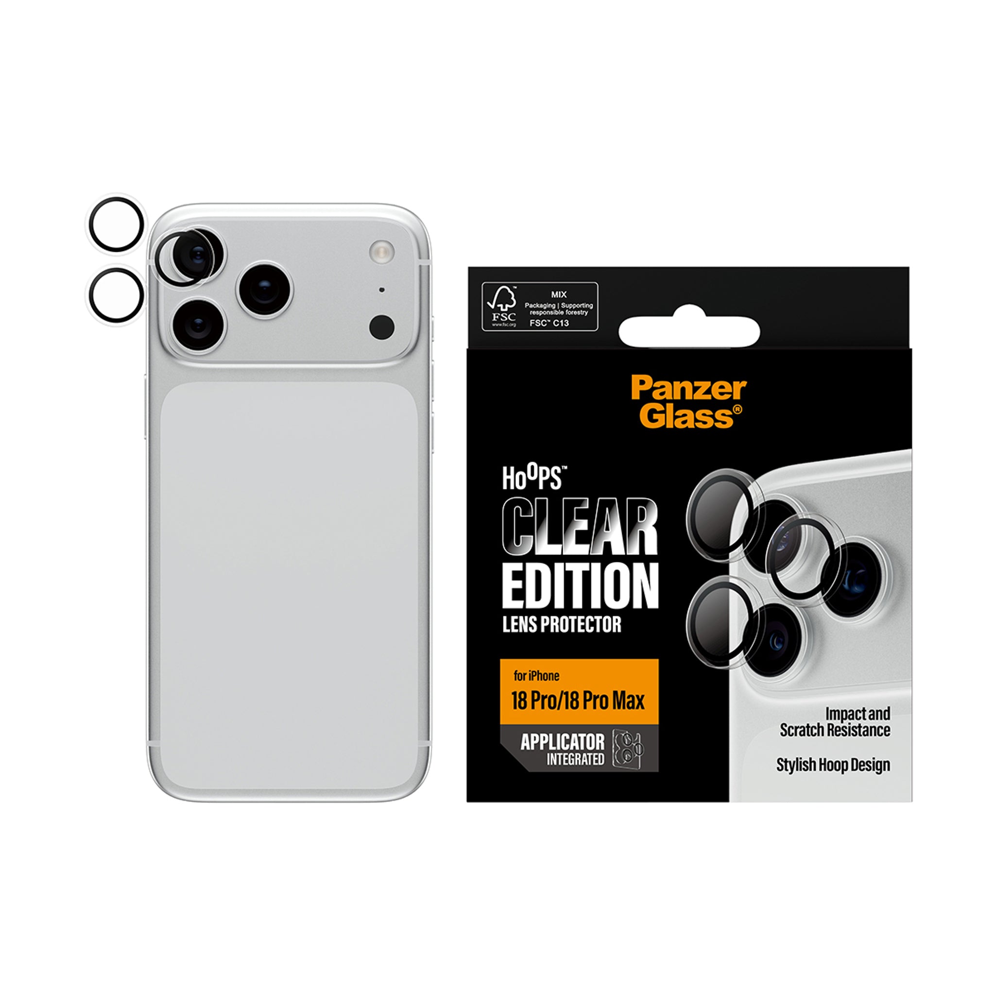 PanzerGlass® Hoops® Kameralinsebeskytter Transparent iPhone 18 Pro | 18 Pro Max