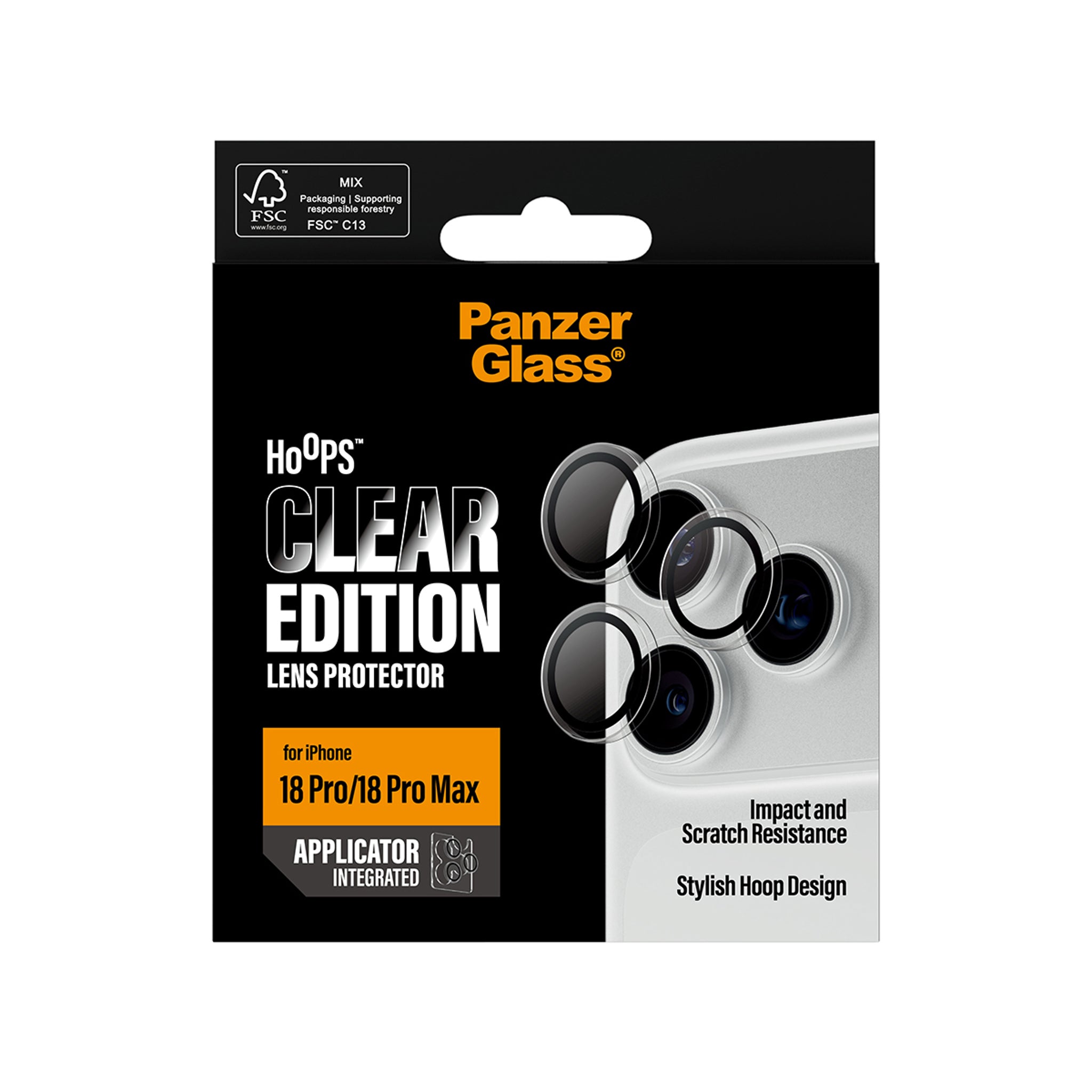PanzerGlass® Hoops® Kameralinsebeskytter Transparent iPhone 18 Pro | 18 Pro Max