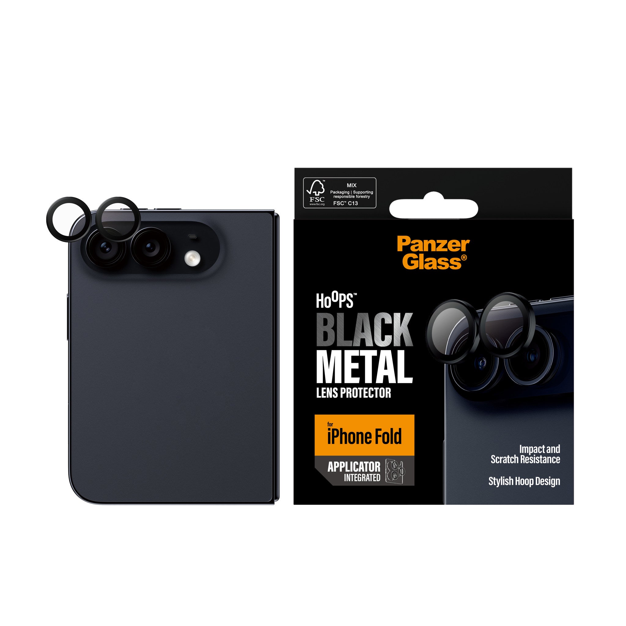 PanzerGlass® Hoops® Kameralinsebeskytter Sort iPhone 2026 Fold