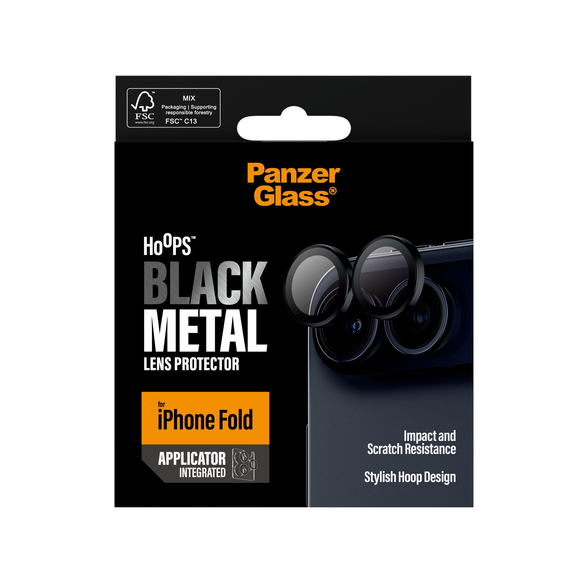 PanzerGlass® Hoops® Kameralinsebeskytter Sort iPhone 2026 Fold