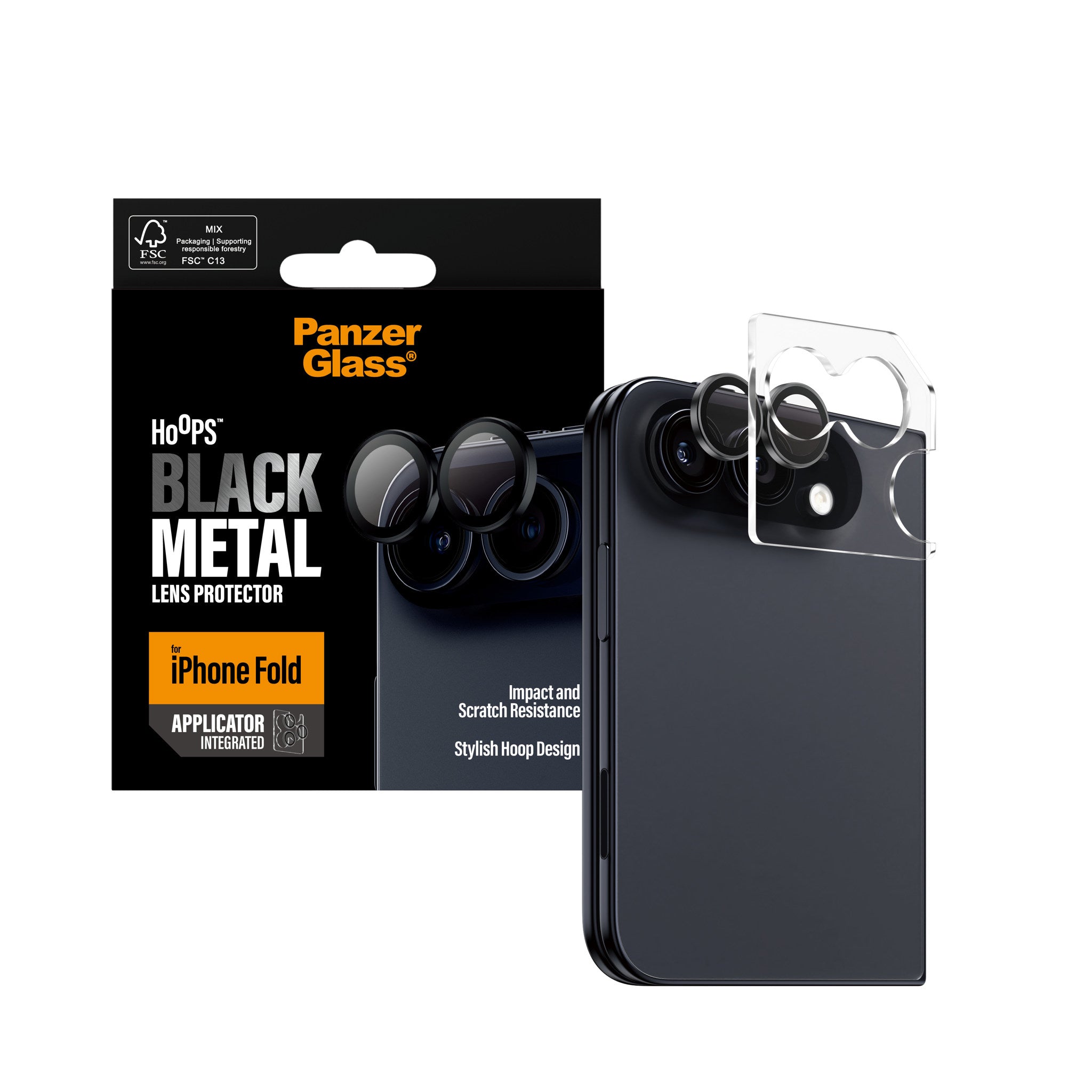 PanzerGlass® Hoops® Kameralinsebeskytter Sort iPhone 2026 Fold