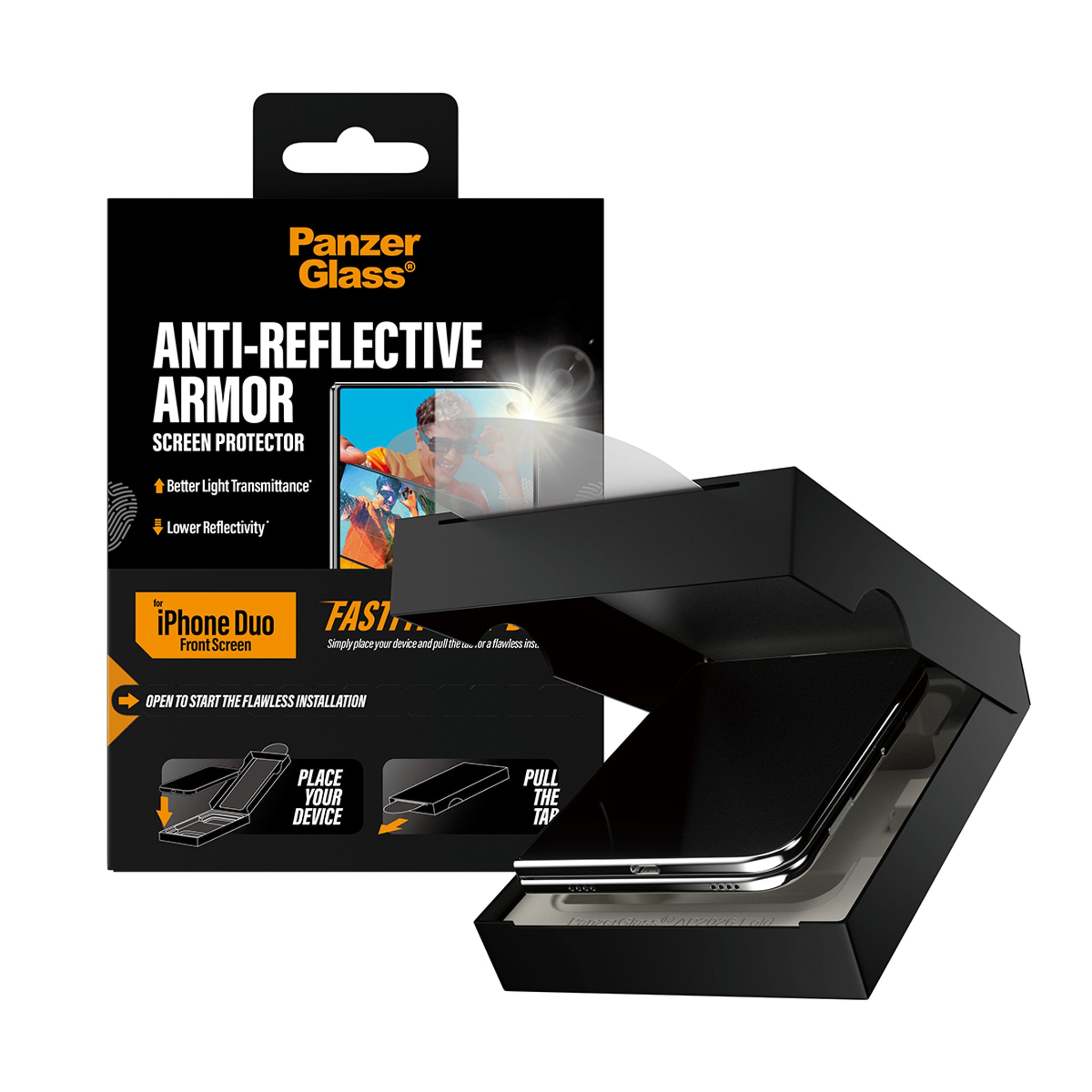 PanzerGlass® Anti-reflective Armor Frontskærm Skærmbeskyttelse iPhone Duo | FRAME FIT m. FASTFIT IN-A-BOX