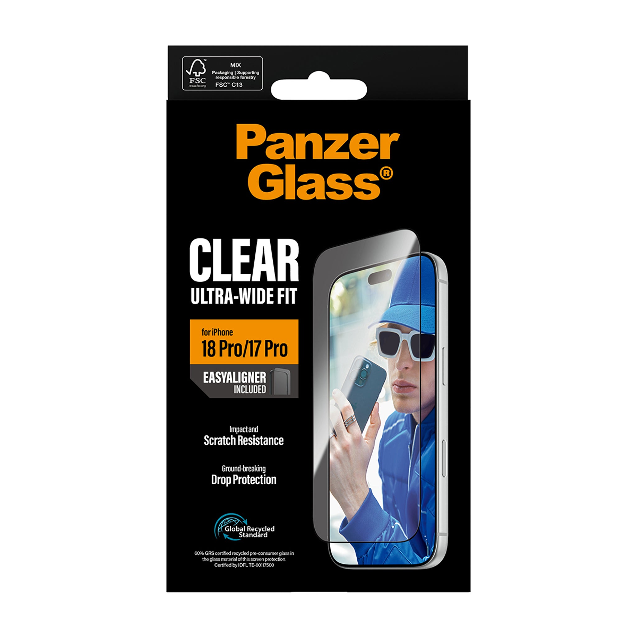 PanzerGlass® Skærmbeskyttelse iPhone 18 Pro | 17 Pro | Ultra-Wide Fit m. EasyAligner
