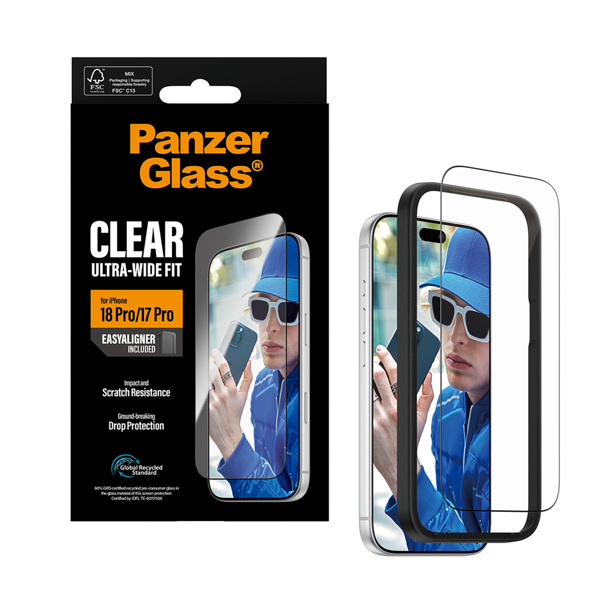 PanzerGlass® Skærmbeskyttelse iPhone 18 Pro | 17 Pro | Ultra-Wide Fit m. EasyAligner