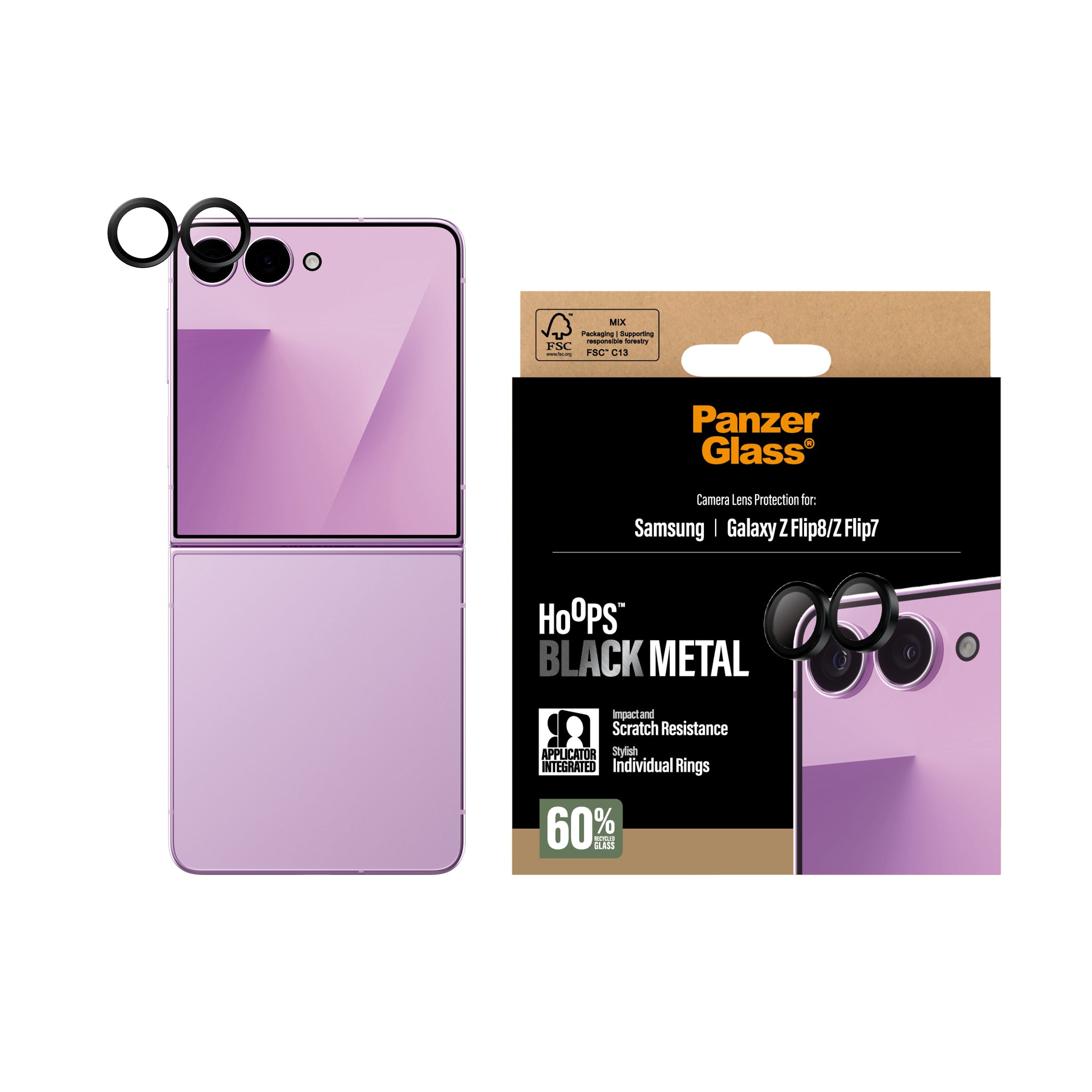 PanzerGlass® Hoops® Kameralinsebeskytter Sort Samsung Galaxy Z Flip8 | Flip 7