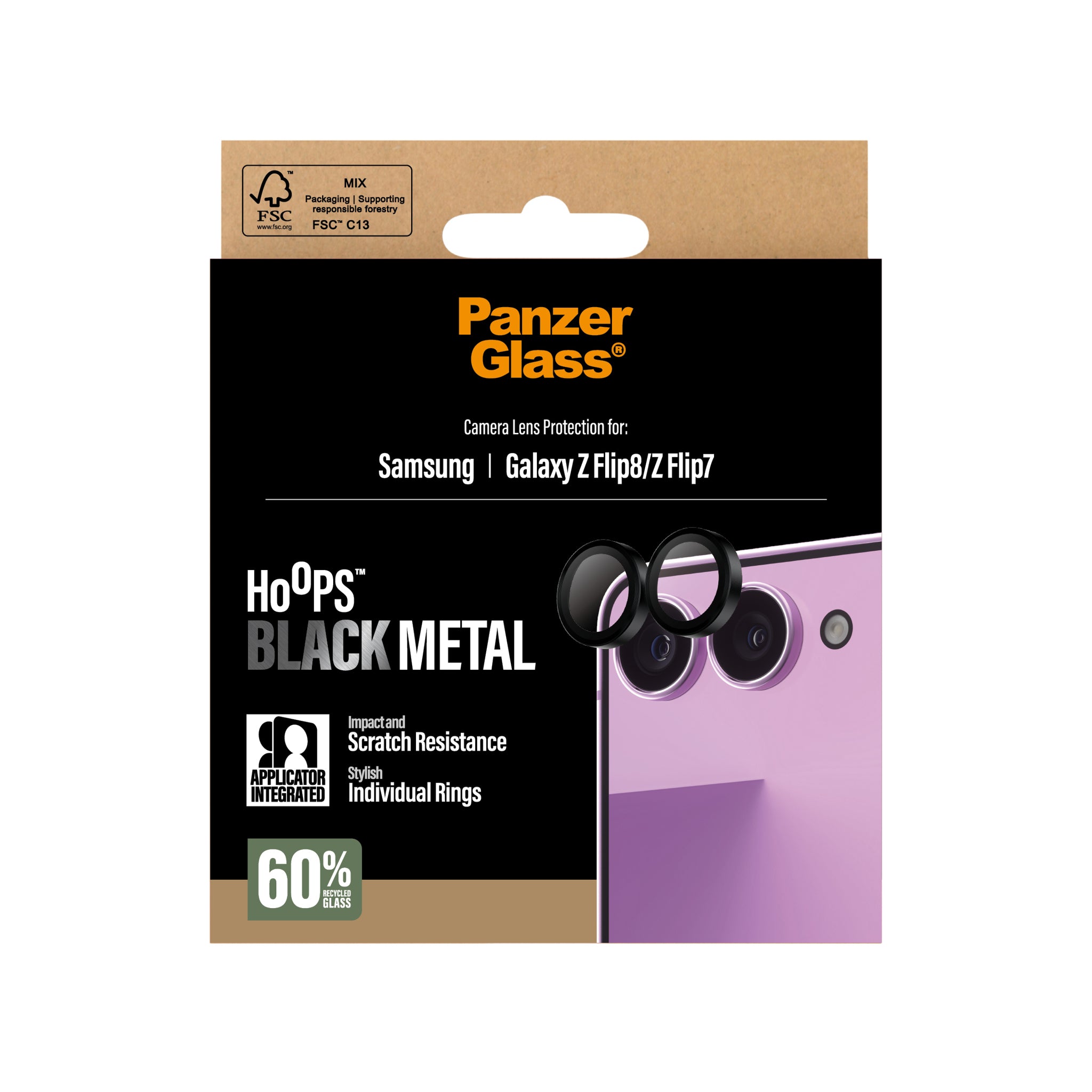 PanzerGlass® Hoops® Kameralinsebeskytter Sort Samsung Galaxy Z Flip8 | Flip 7