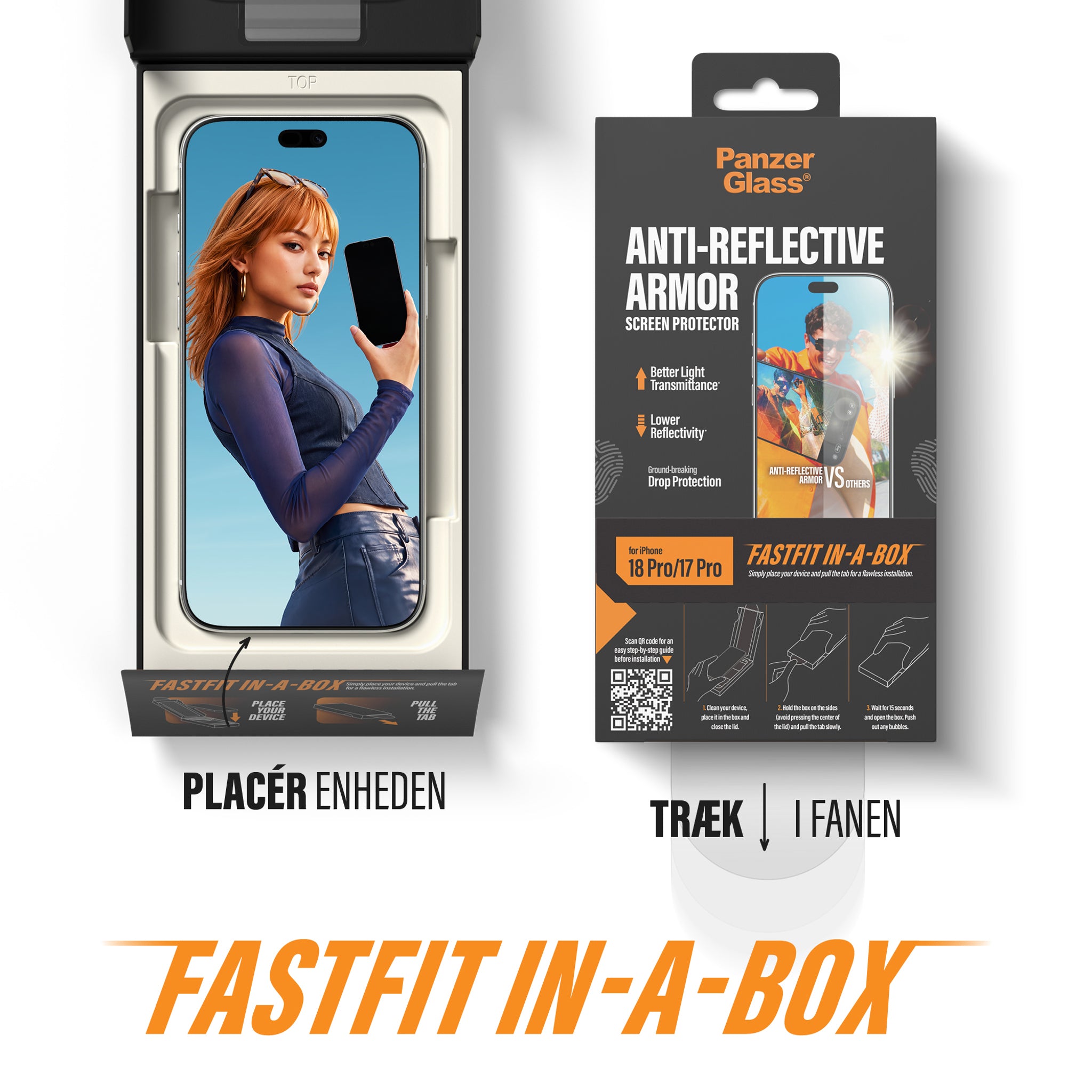 PanzerGlass® Anti-reflective Armor Skærmbeskyttelse iPhone 18 Pro m. FASTFIT IN-A-BOX