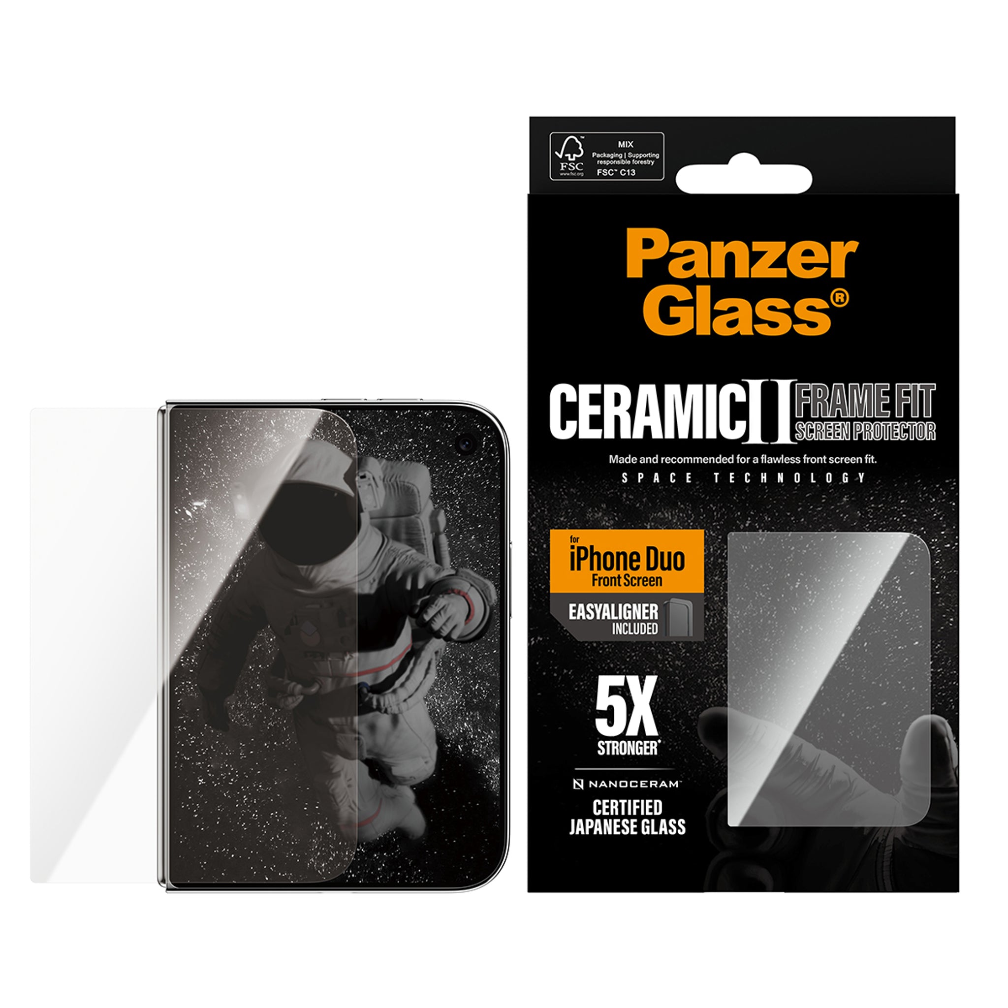 PanzerGlass® Ceramic Frontskærm Skærmbeskyttelse iPhone Duo | FRAME FIT m. EasyAligner