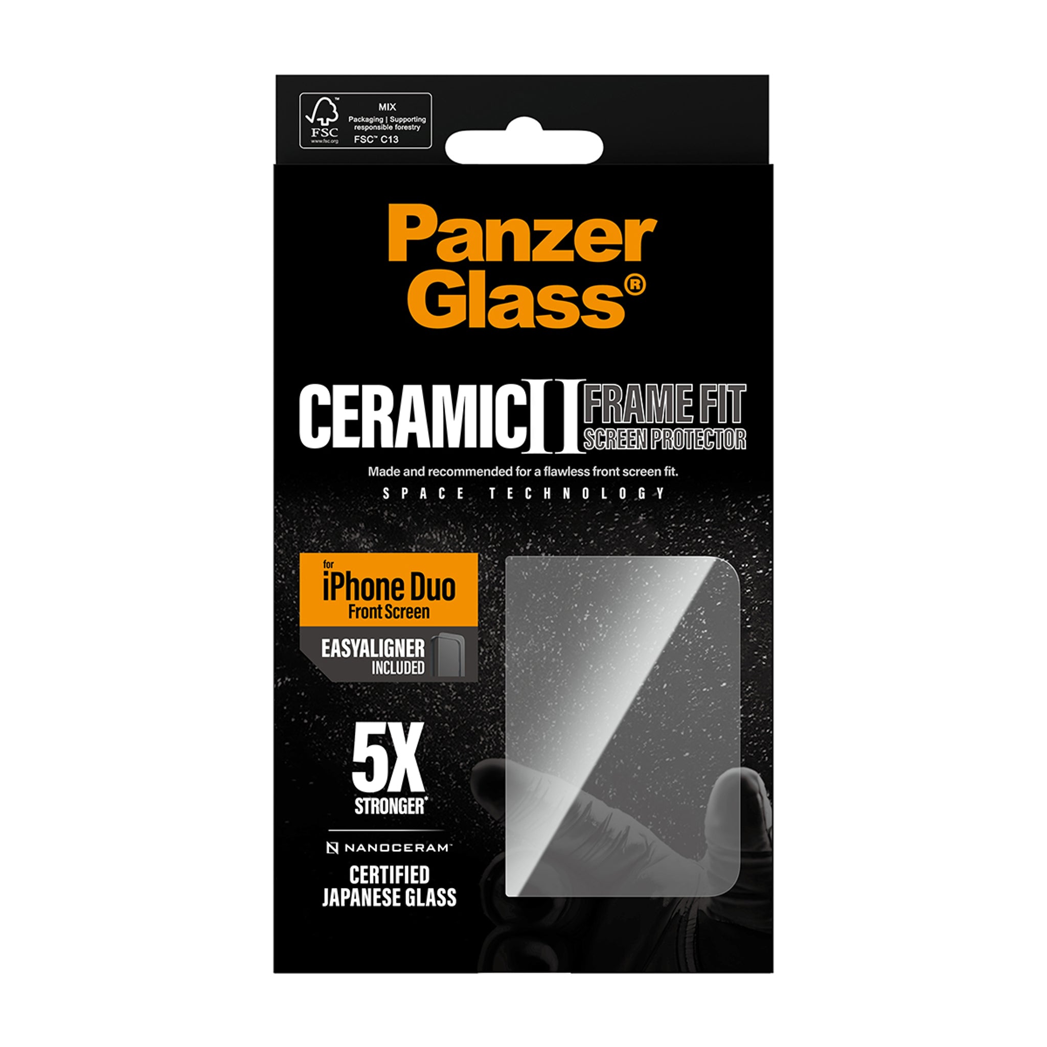 PanzerGlass® Ceramic Frontskærm Skærmbeskyttelse iPhone Duo | FRAME FIT m. EasyAligner