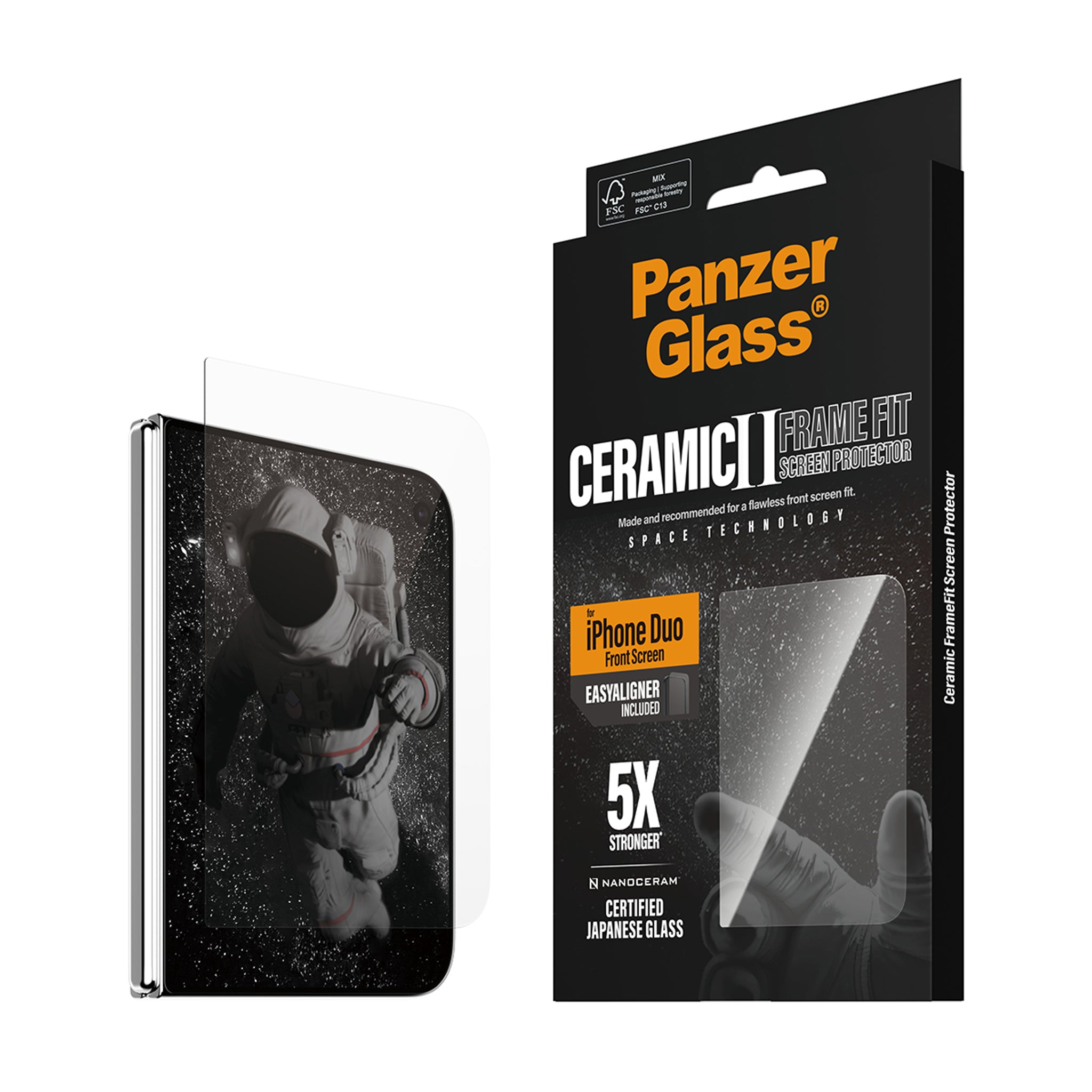 PanzerGlass® Ceramic Frontskærm Skærmbeskyttelse iPhone Duo | FRAME FIT m. EasyAligner