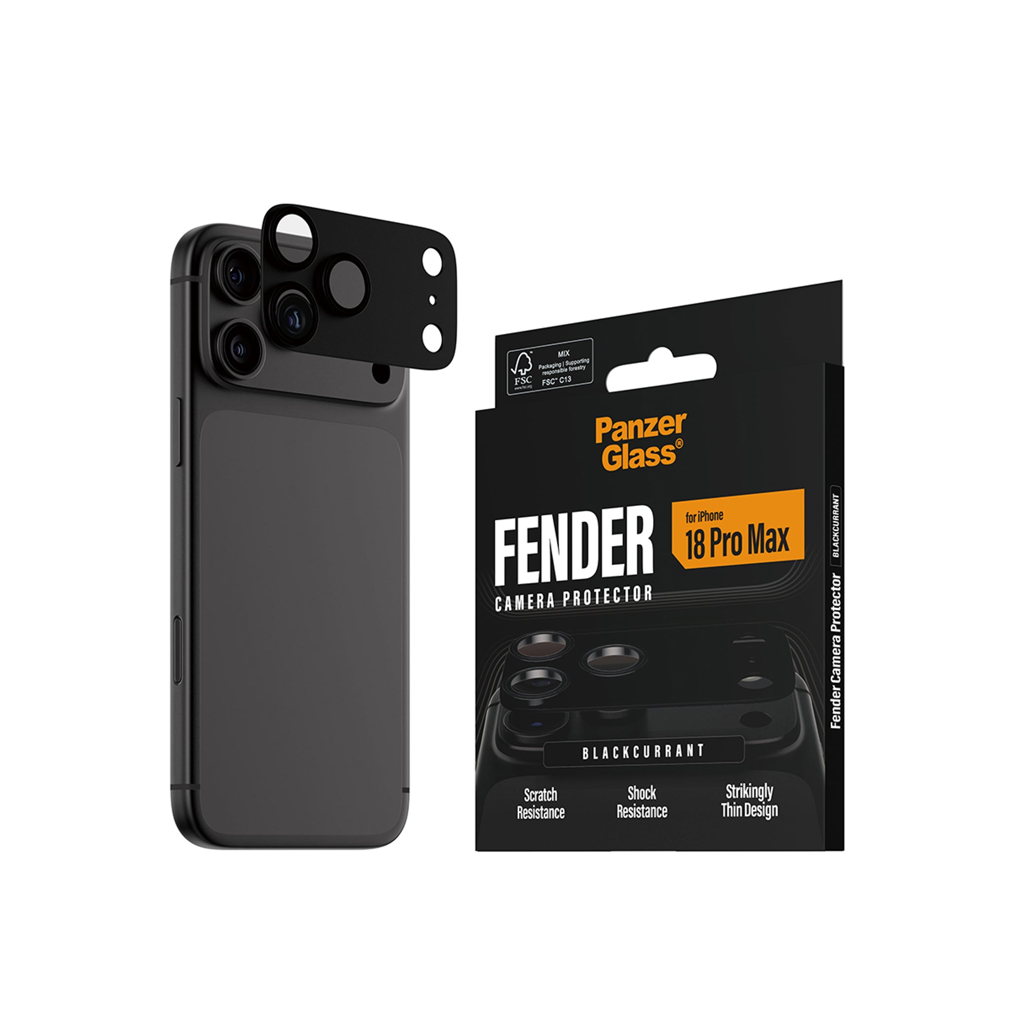 PanzerGlass® Fender Kameralinsebeskytter Blackcurrant iPhone 18 Pro Max