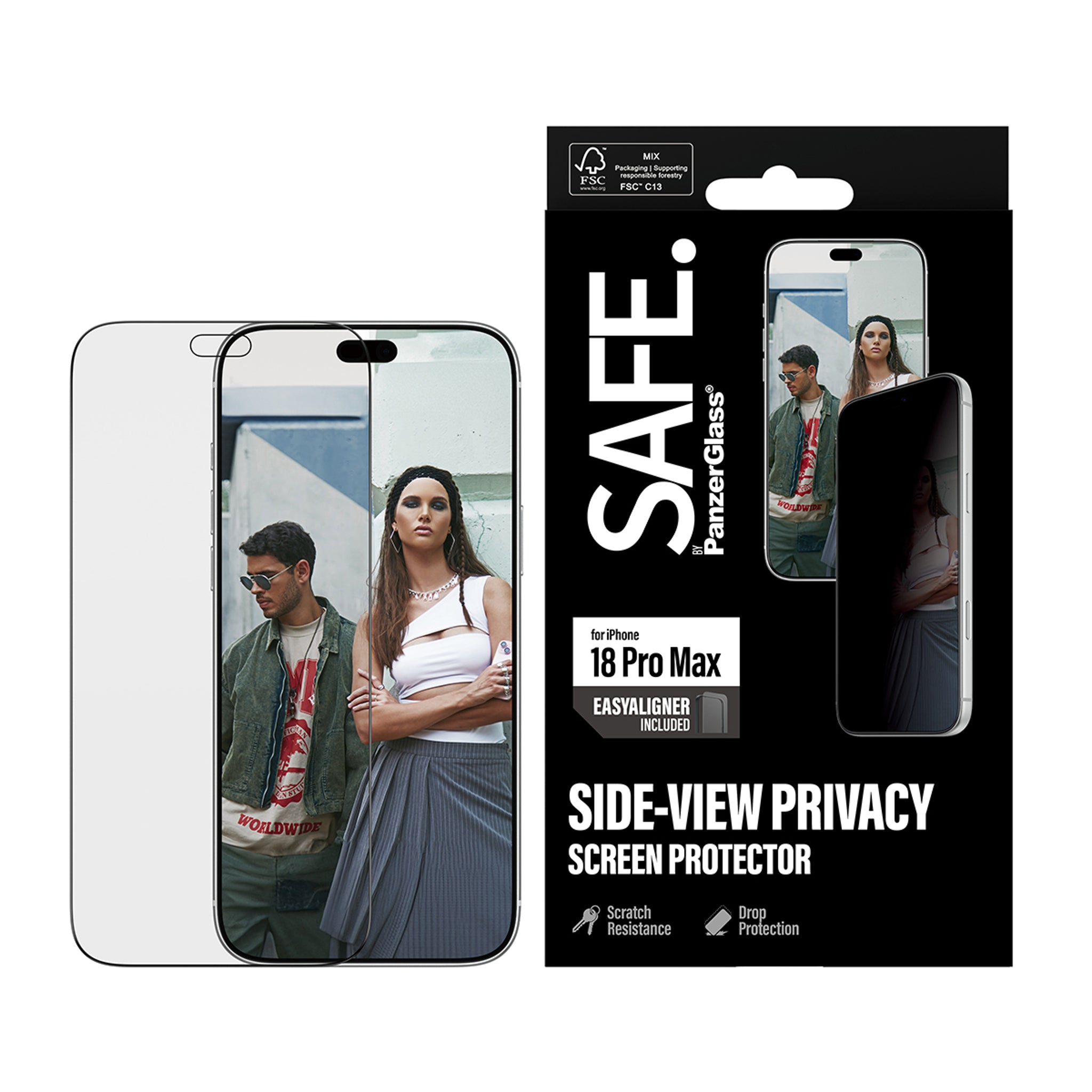 SAFE. by PanzerGlass® Privacy Skærmbeskyttelse iPhone 18 Pro Max | Ultra-Wide Fit m. EasyAligner