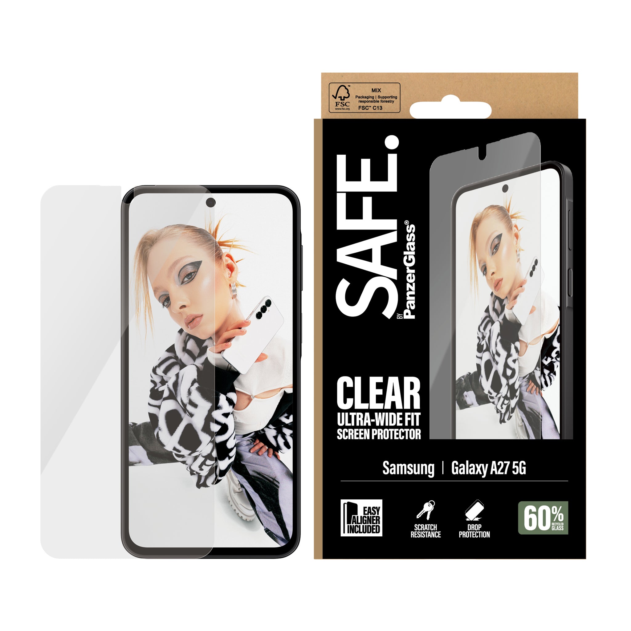SAFE. by PanzerGlass® Skærmbeskyttelse Samsung Galaxy A27 5G | Ultra-Wide Fit m. EasyAligner