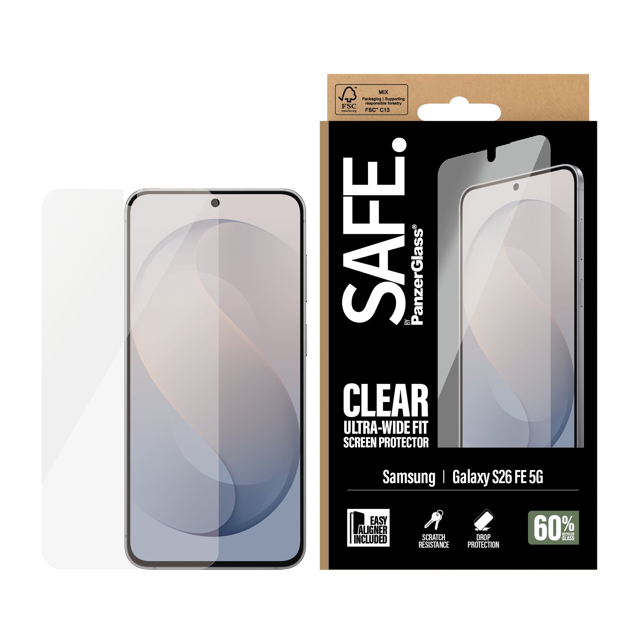 SAFE. by PanzerGlass® Samsung Galaxy S26 FE 5G | Ultra-Wide Fit m. EasyAligner