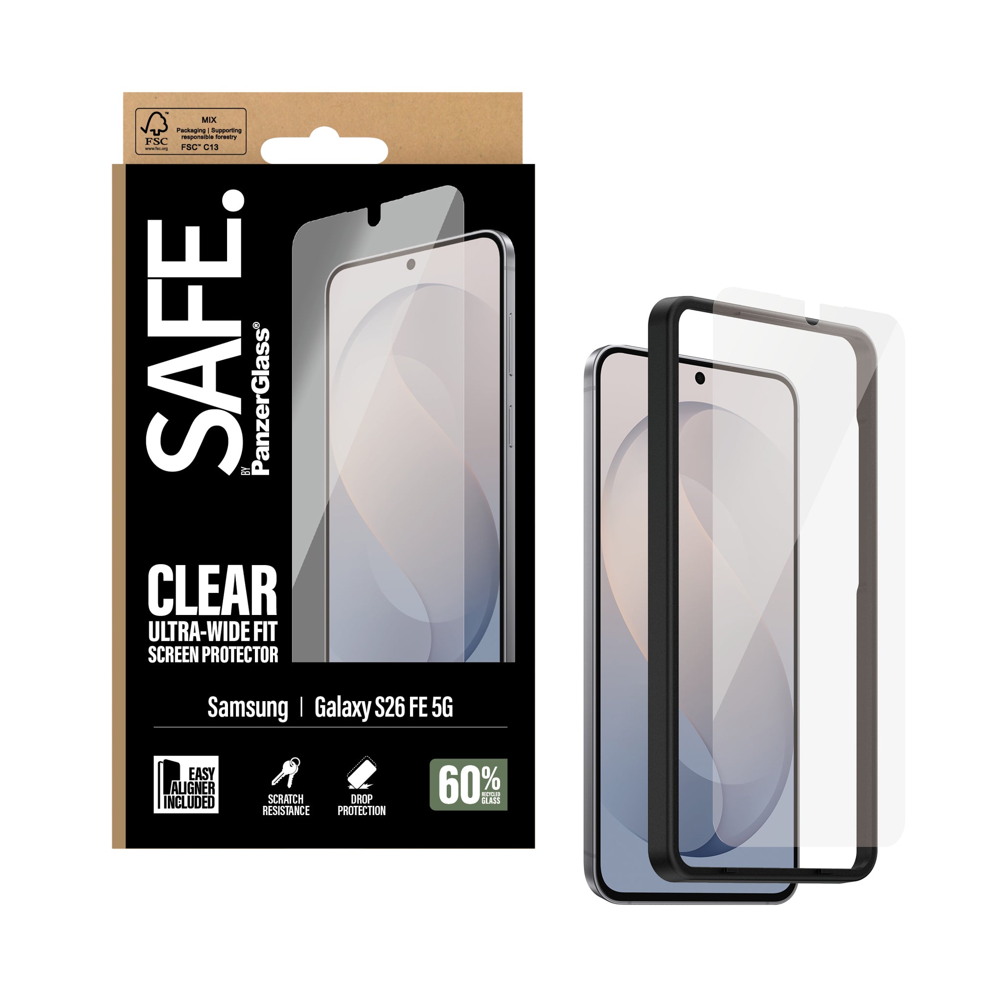 SAFE. by PanzerGlass® Samsung Galaxy S26 FE 5G | Ultra-Wide Fit m. EasyAligner