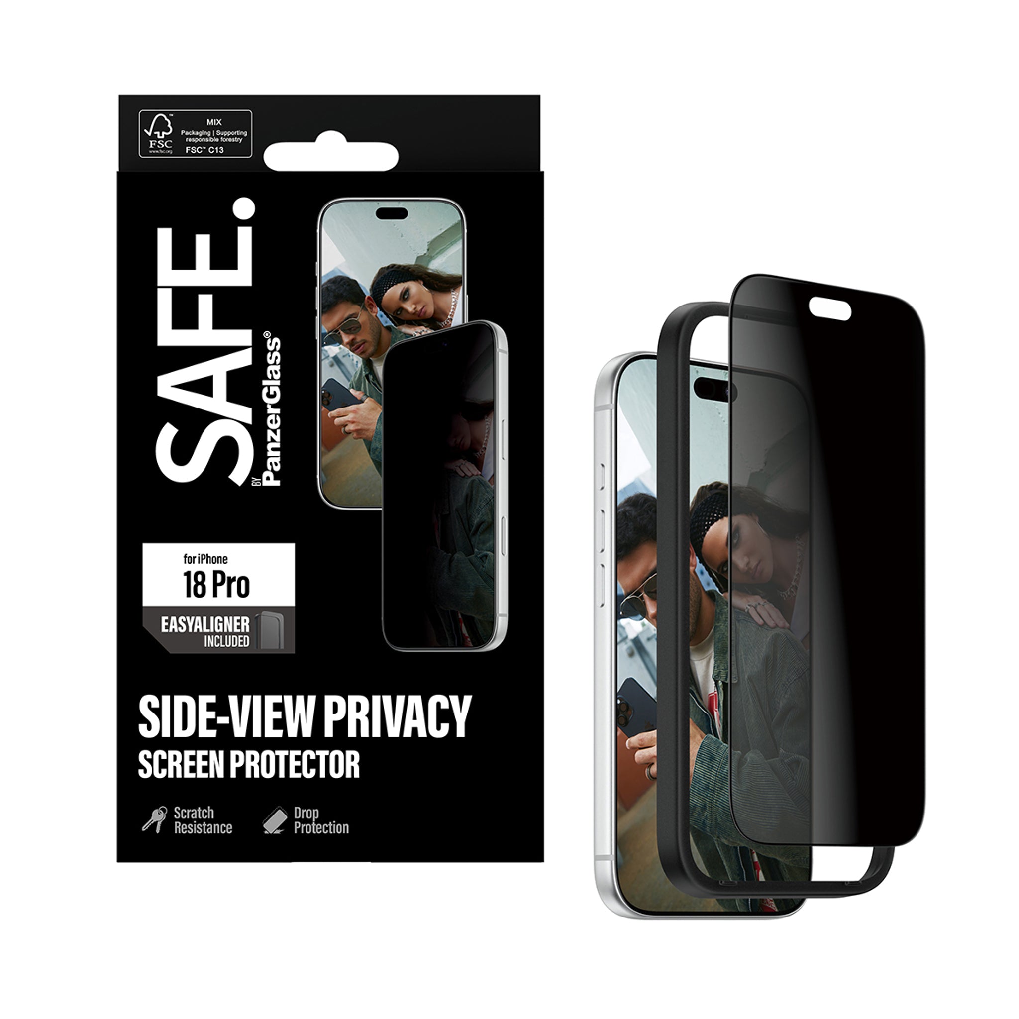 SAFE. by PanzerGlass® Privacy Skærmbeskyttelse iPhone 18 Pro | Ultra-Wide Fit m. EasyAligner
