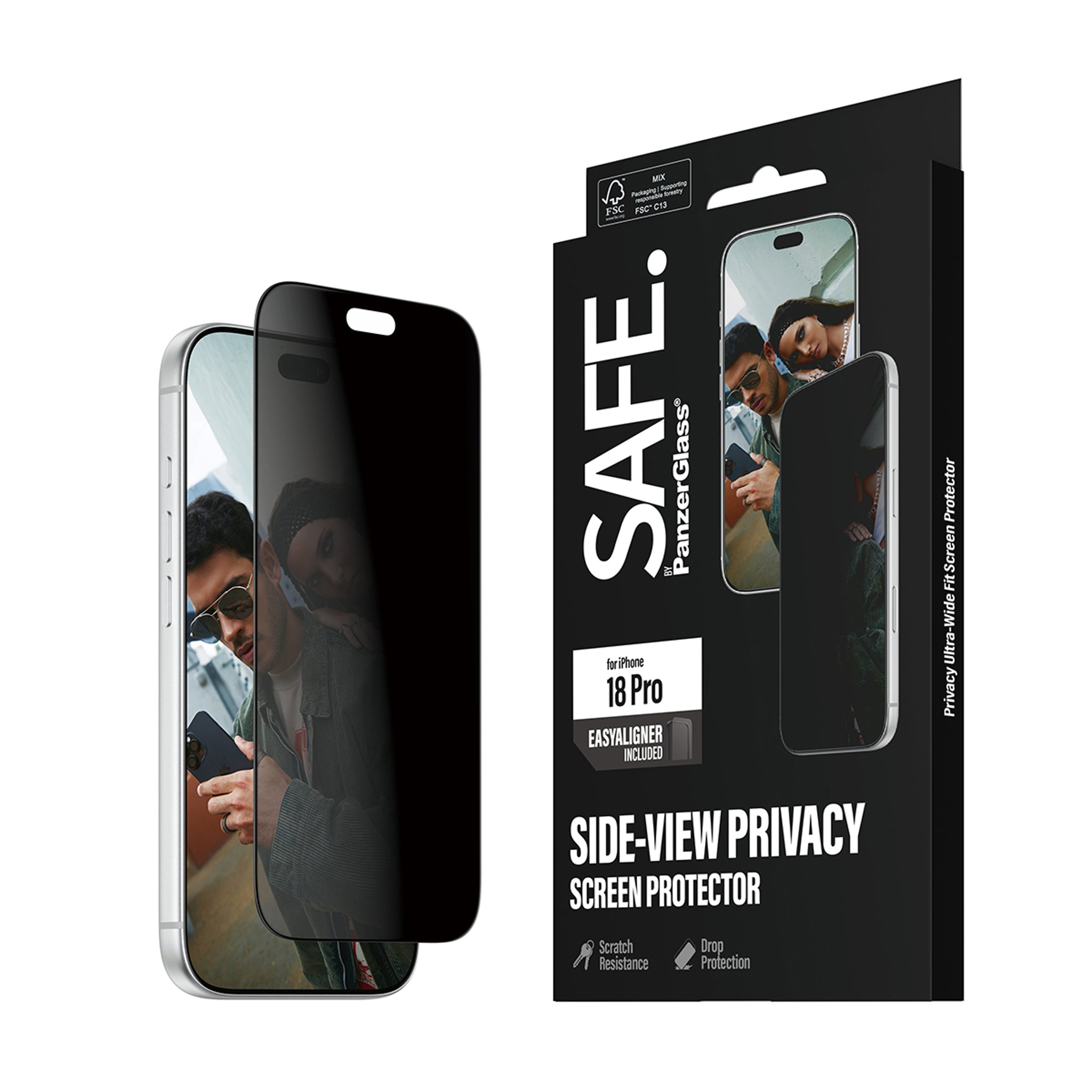 SAFE. by PanzerGlass® Privacy Skærmbeskyttelse iPhone 18 Pro | Ultra-Wide Fit m. EasyAligner