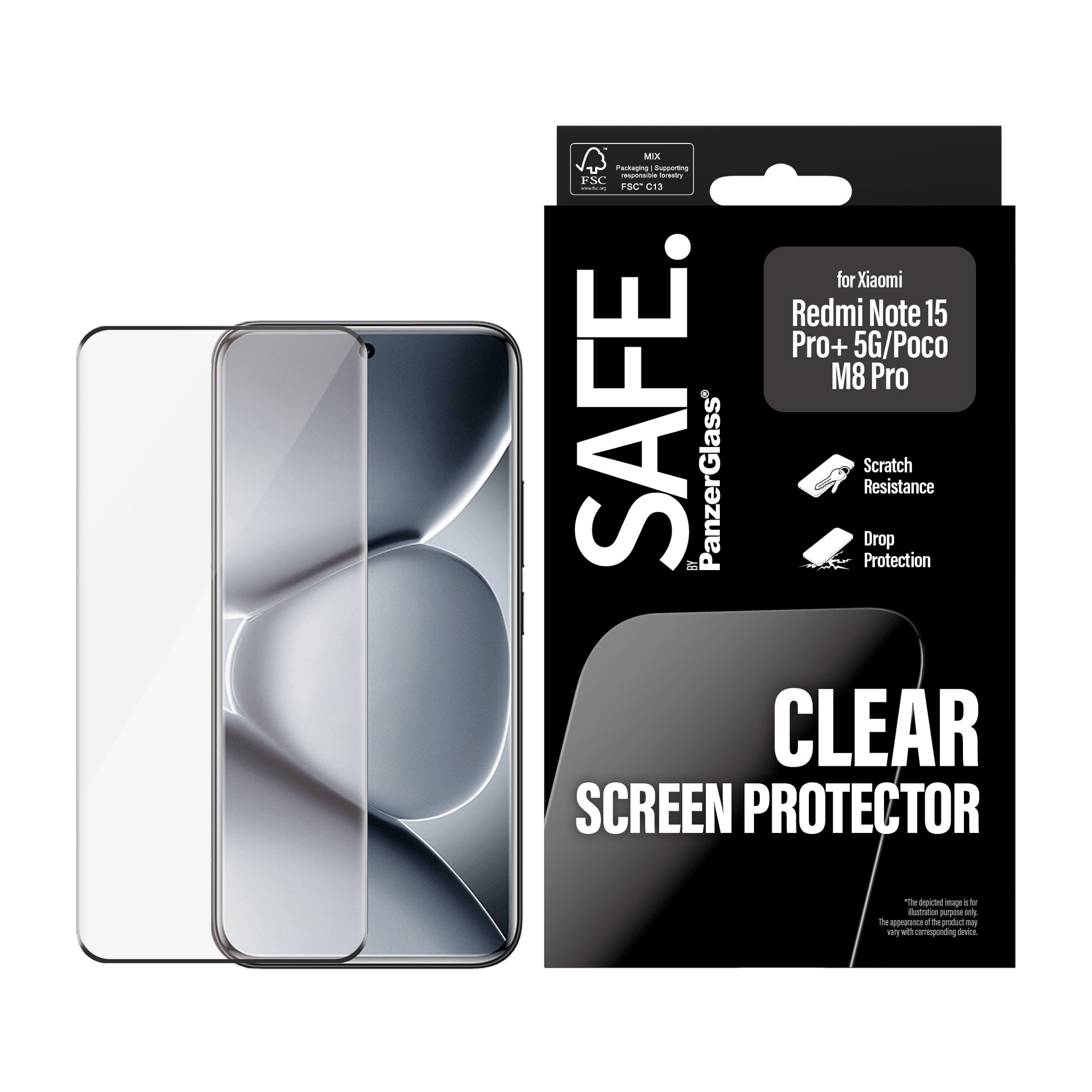 SAFE. by PanzerGlass® Skærmbeskyttelse Xiaomi Redmi Note 15 Pro+ 5G | Poco M8 Pro | Ultra-Wide Fit
