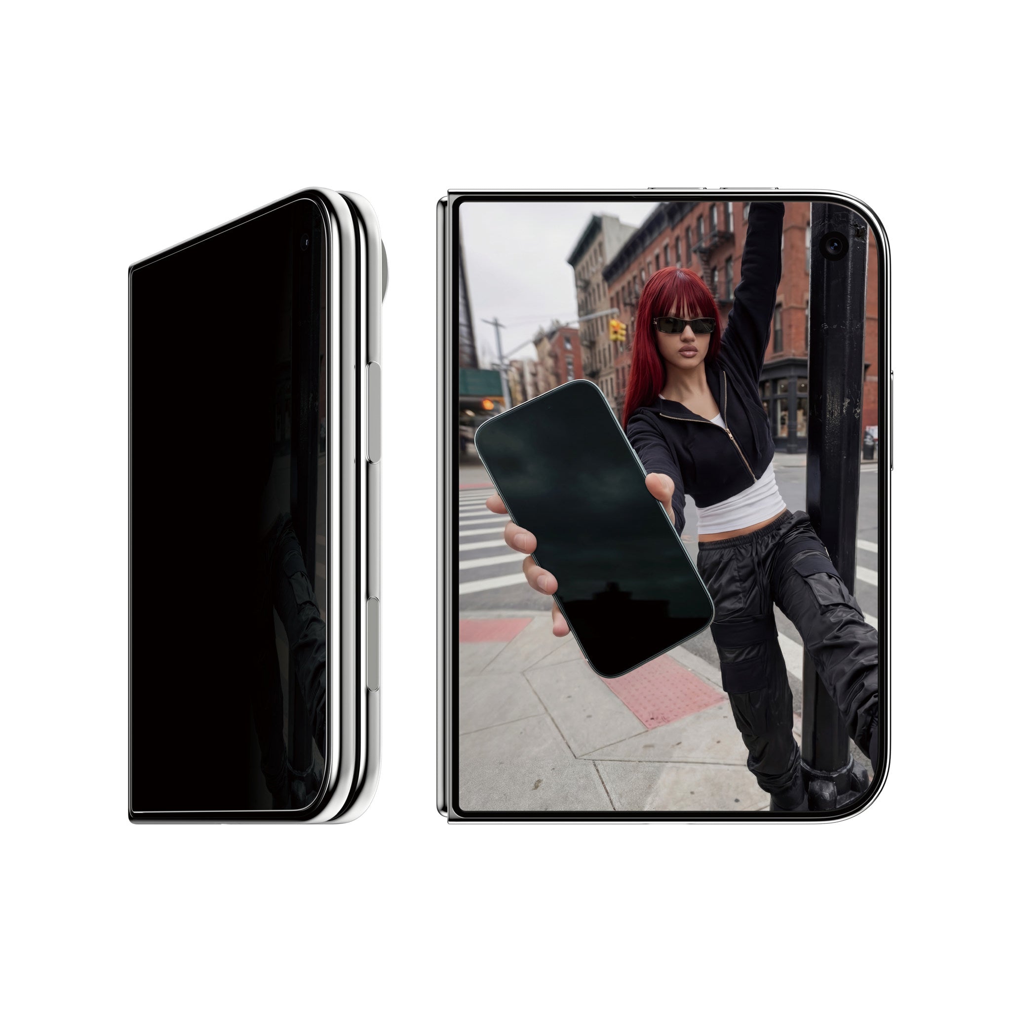 SAFE. by PanzerGlass® 2-Way Privacy Skærmbeskyttelse Apple iPhone 2026 Fold | FRAME FIT m. EasyAligner (sub-screen)