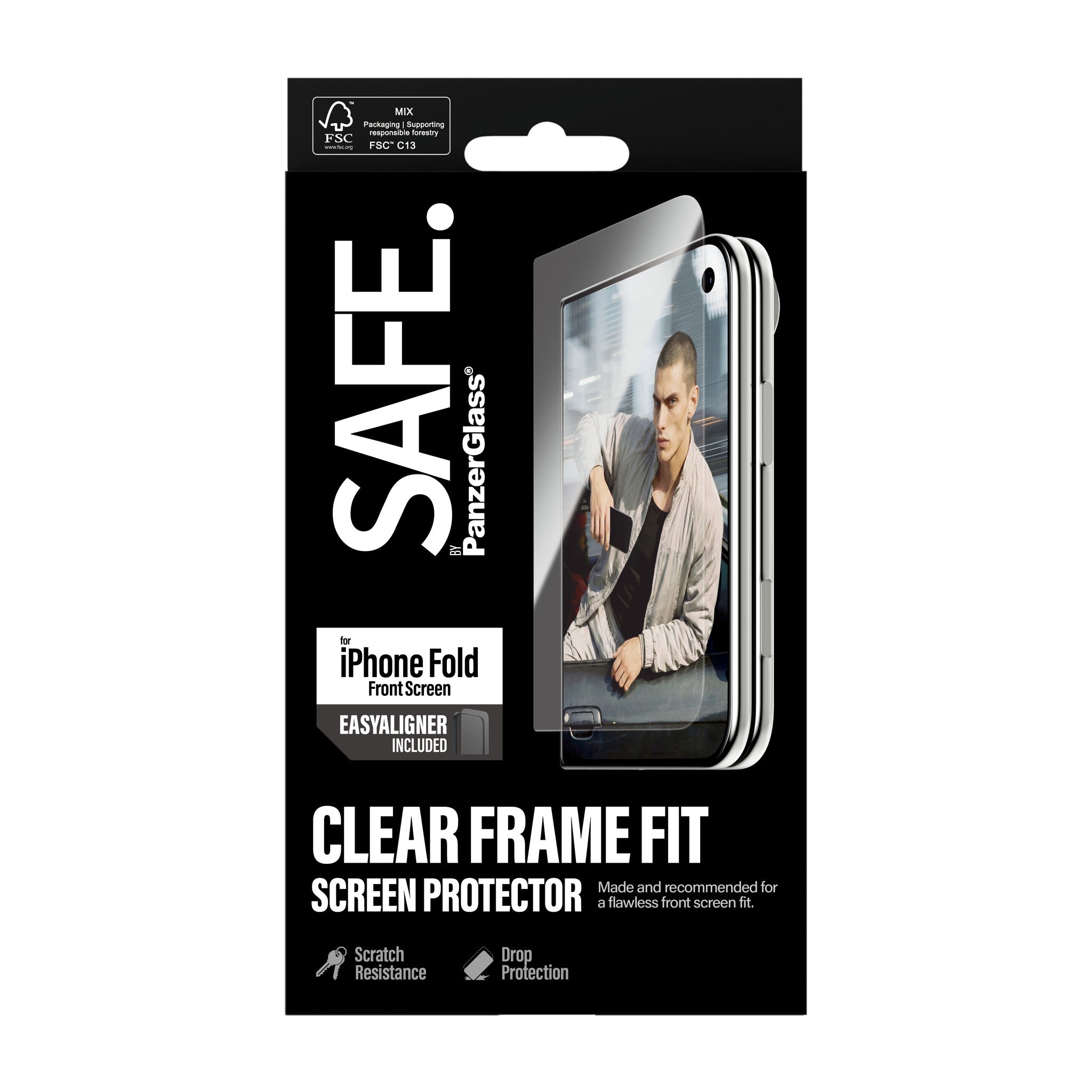 SAFE. by PanzerGlass® Frontskærm Skærmbeskyttelse iPhone 2026 Fold | FRAME FIT m. EasyAligner