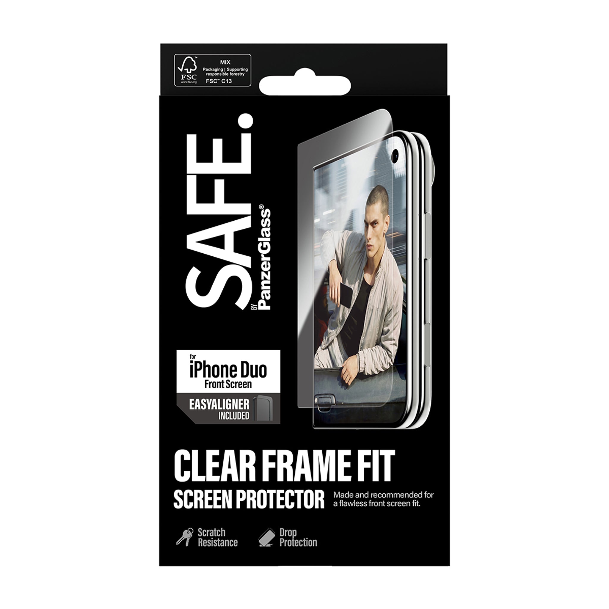 SAFE. by PanzerGlass® Frontskærm Skærmbeskyttelse iPhone Duo | FRAME FIT m. EasyAligner