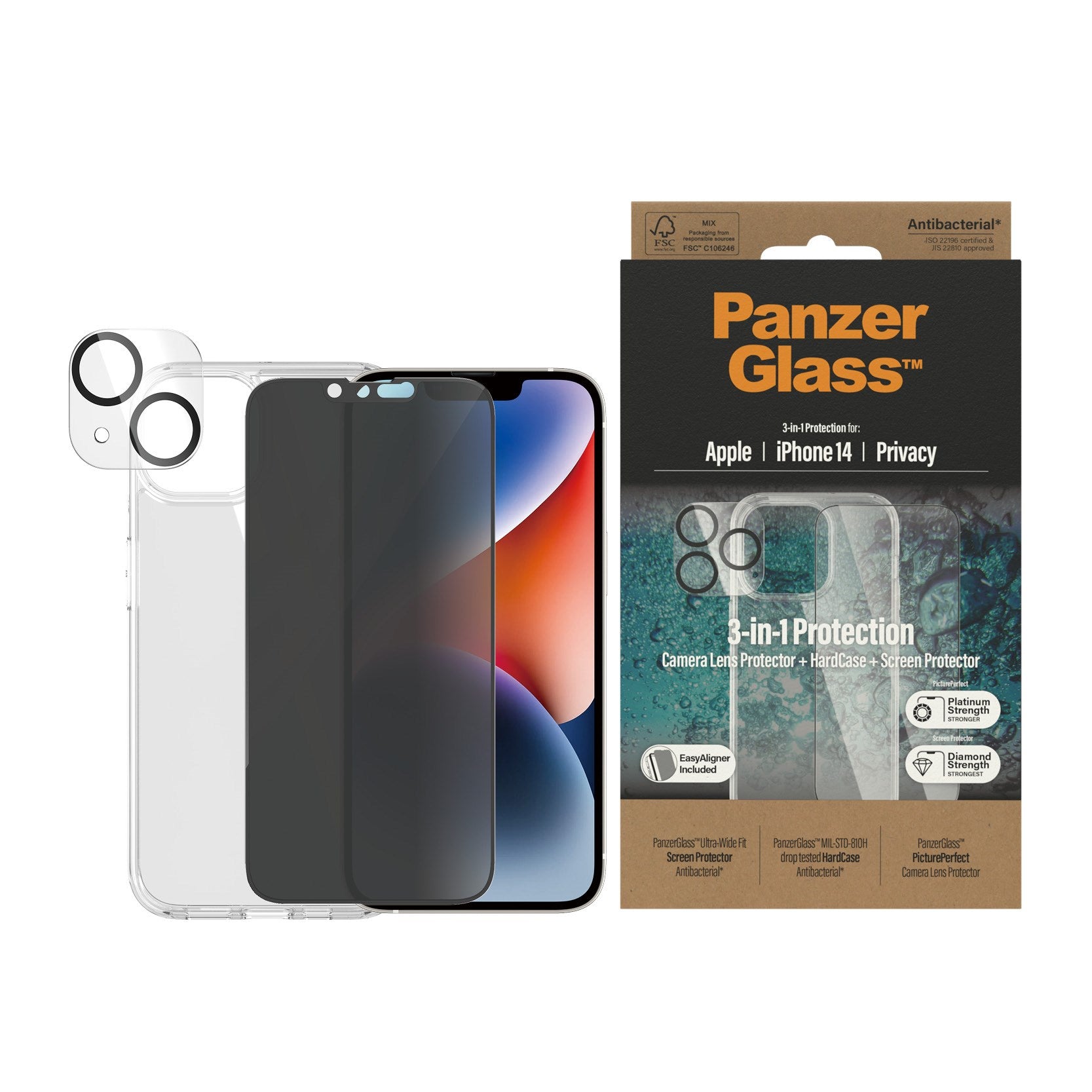 PanzerGlass® Privacy 3-i-1 Pakke iPhone 14