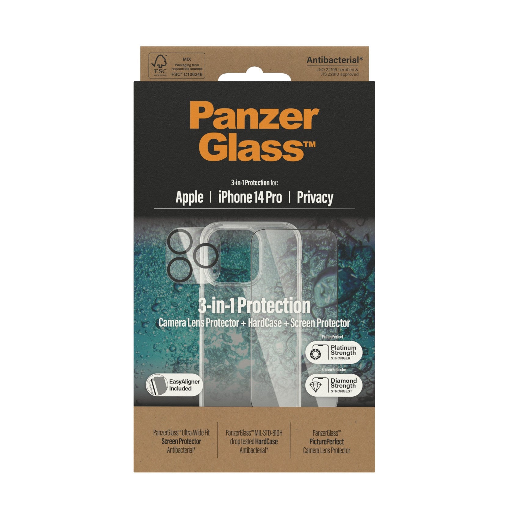 PanzerGlass® Privacy 3-i-1 Pakke iPhone 14 Pro