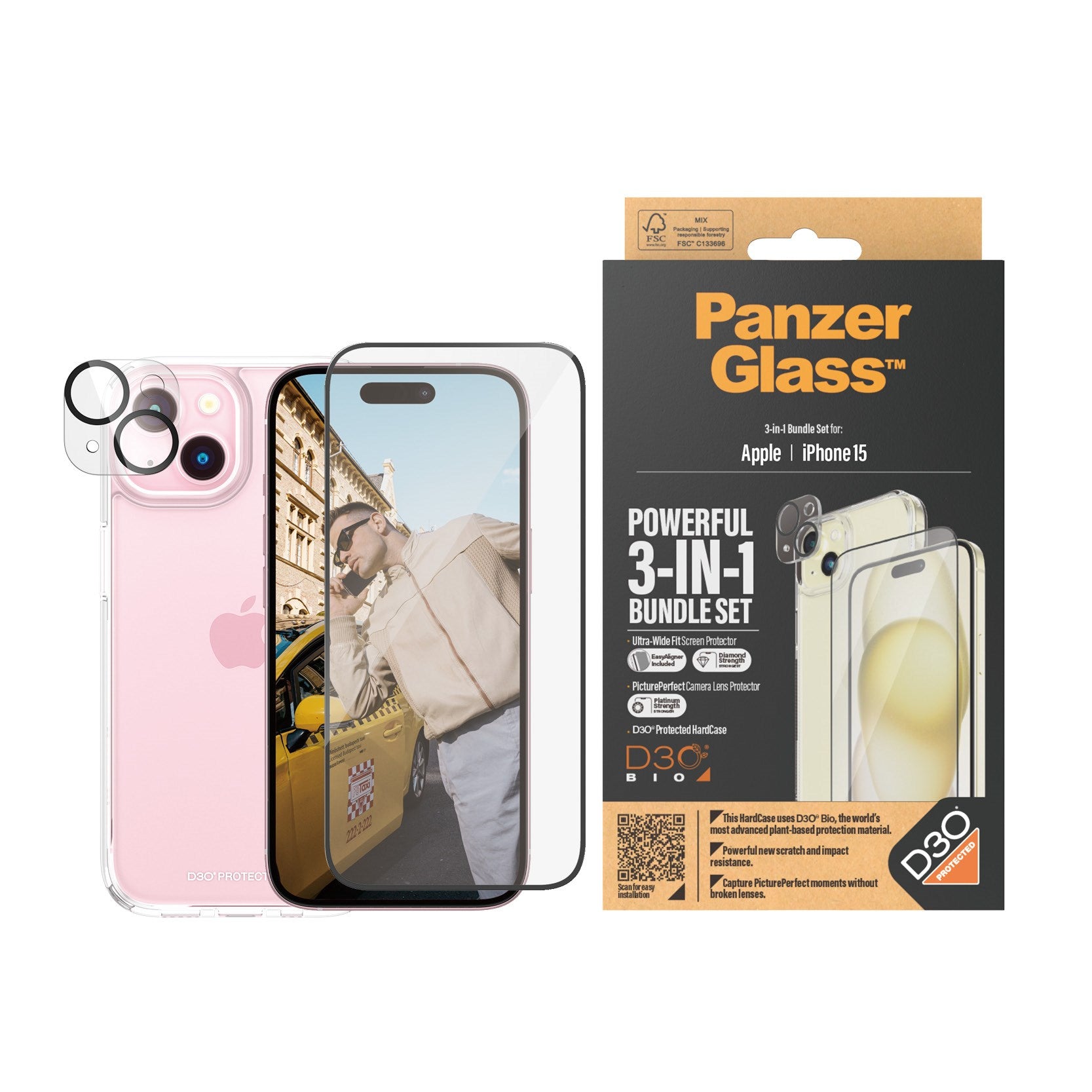PanzerGlass® 3-i-1 Pakke iPhone 15