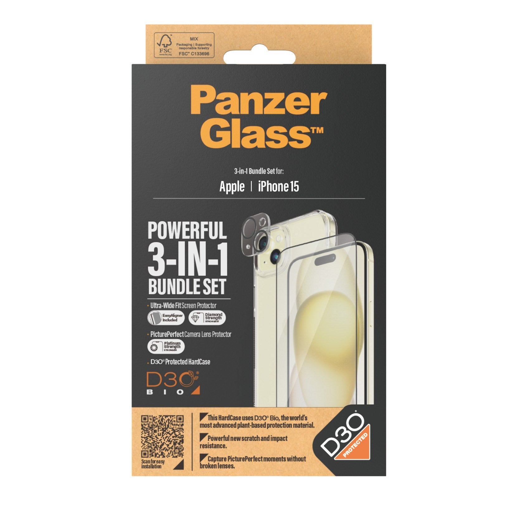 PanzerGlass® 3-i-1 Pakke iPhone 15