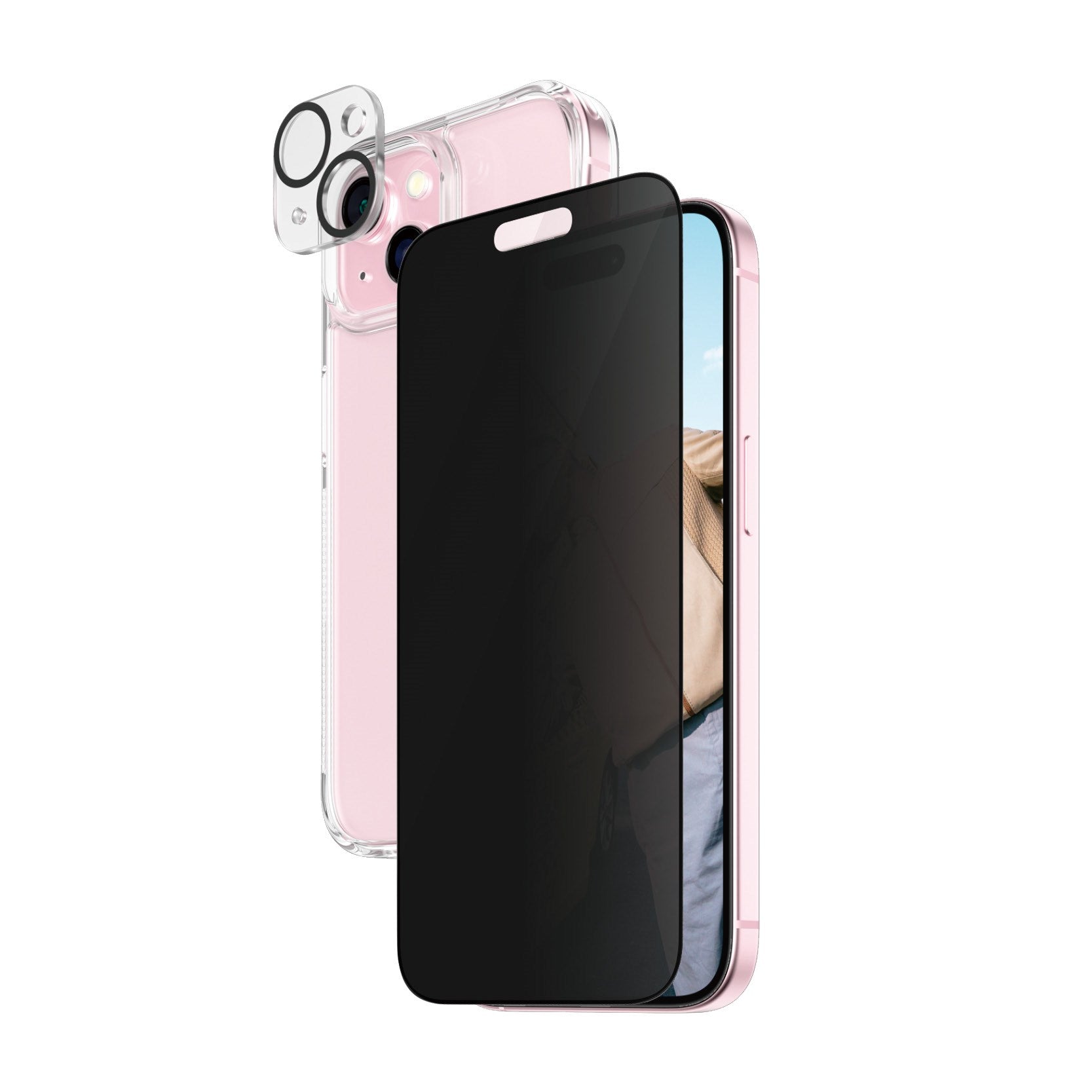 PanzerGlass® Privacy 3-i-1 Pakke iPhone 15