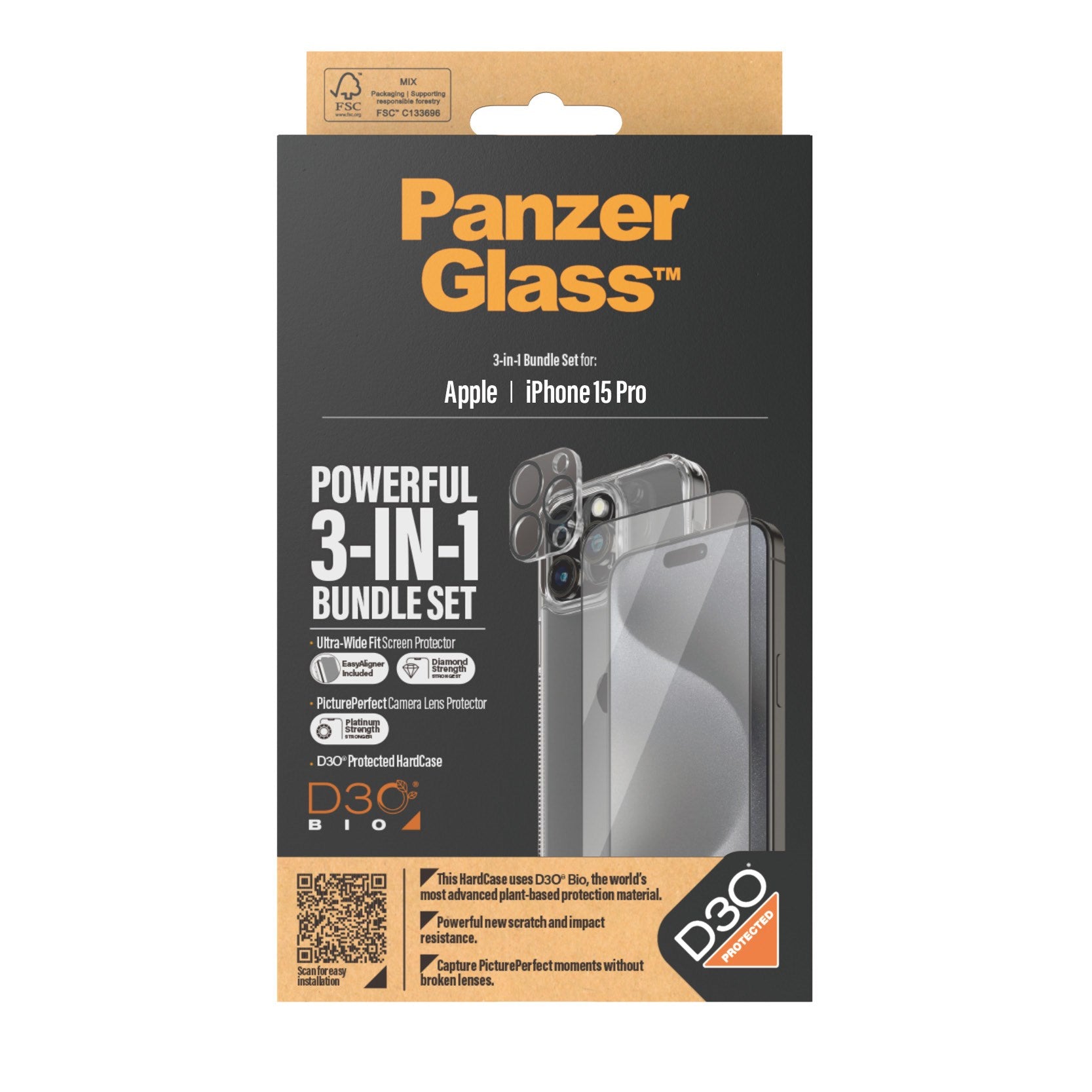 PanzerGlass® 3-i-1 Pakke iPhone 15 Pro