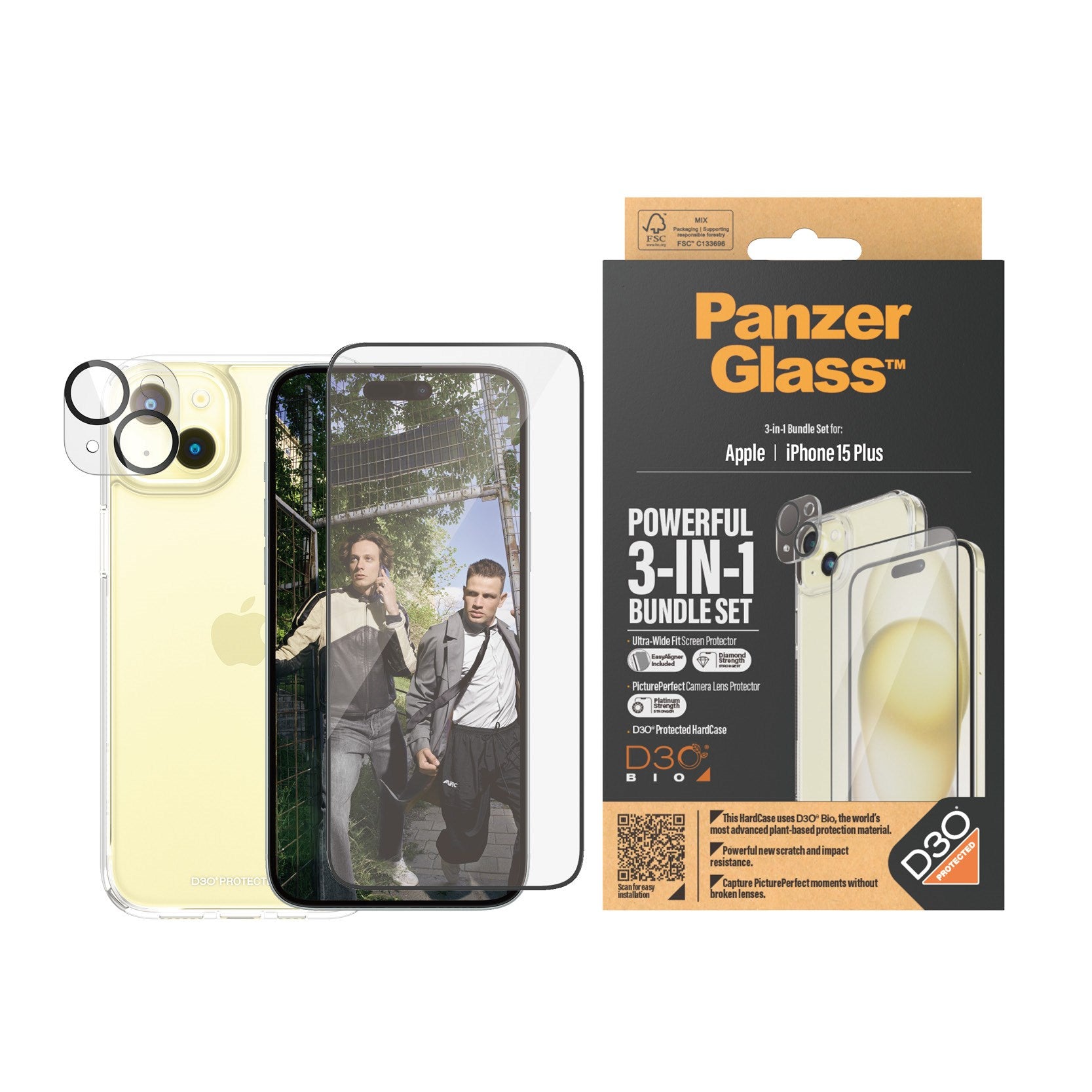 PanzerGlass® 3-i-1 Pakke iPhone 15 Plus