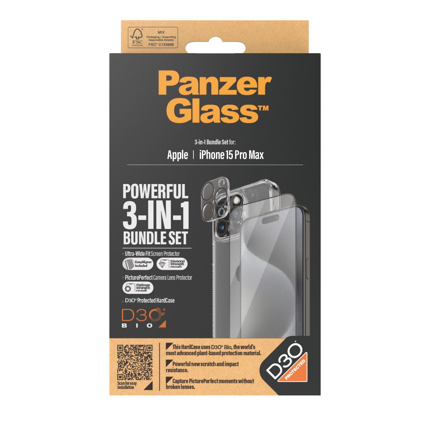 PanzerGlass® 3-i-1 Pakke iPhone 15 Pro Max