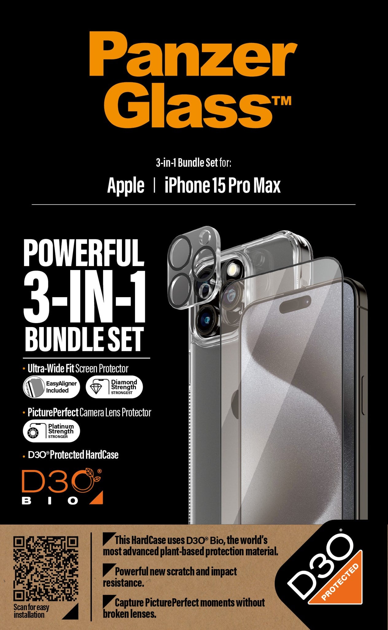 PanzerGlass® 3-i-1 Pakke iPhone 15 Pro Max