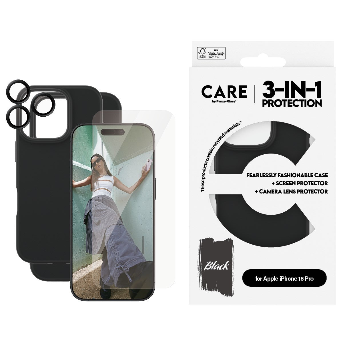 CARE™ by PanzerGlass® 3-i-1 Pakke iPhone 16 Pro