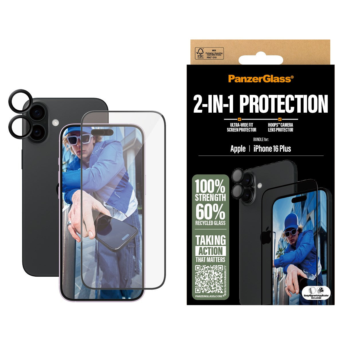 PanzerGlass® 2-i-1 Pakke iPhone 16 Plus