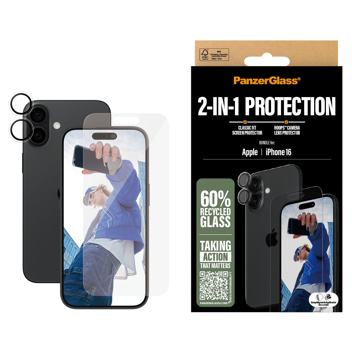 PanzerGlass® 2-i-1 Pakke iPhone 16